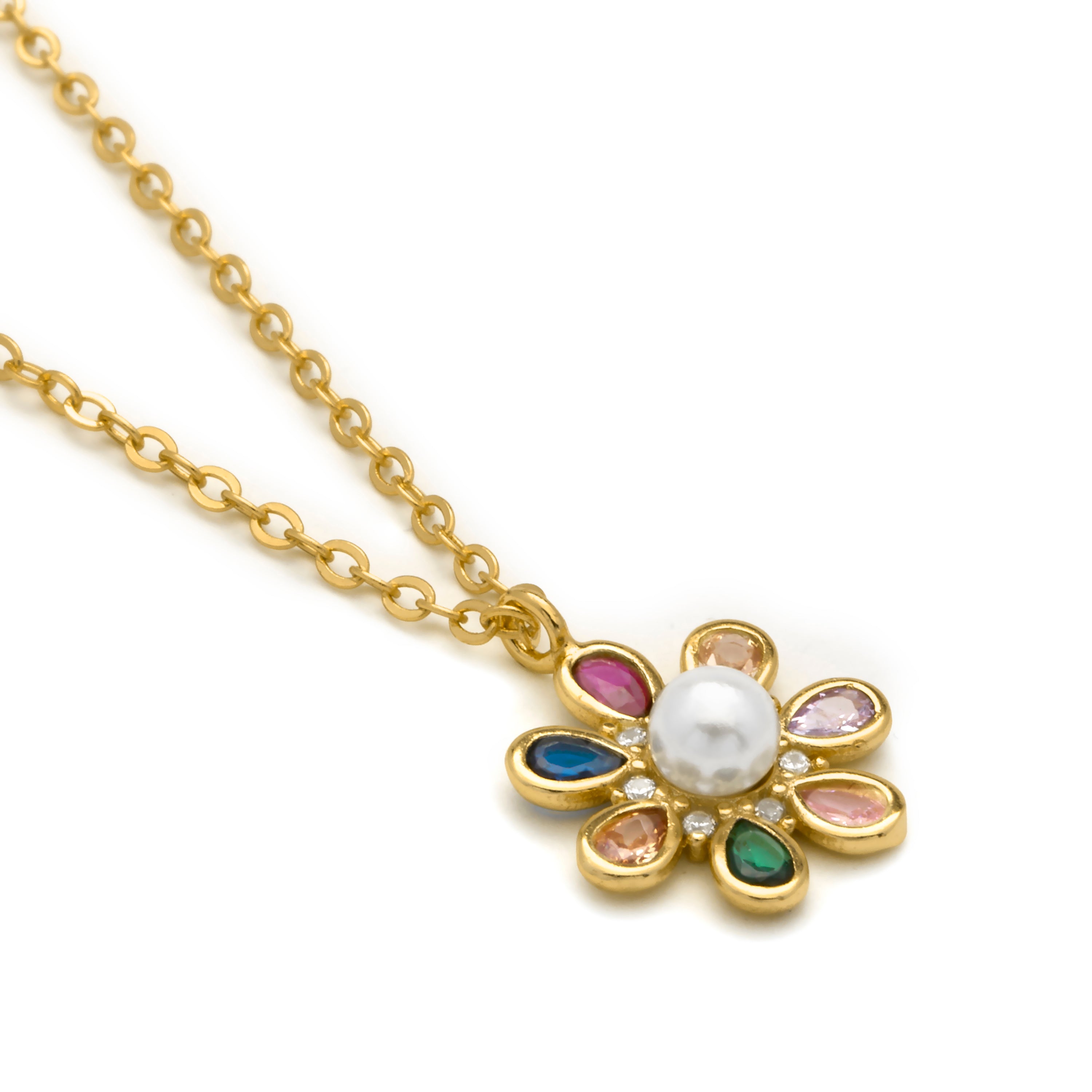 Collier en argent sterling 925 et zircon multicolore finition or jaune 18k - Horsa