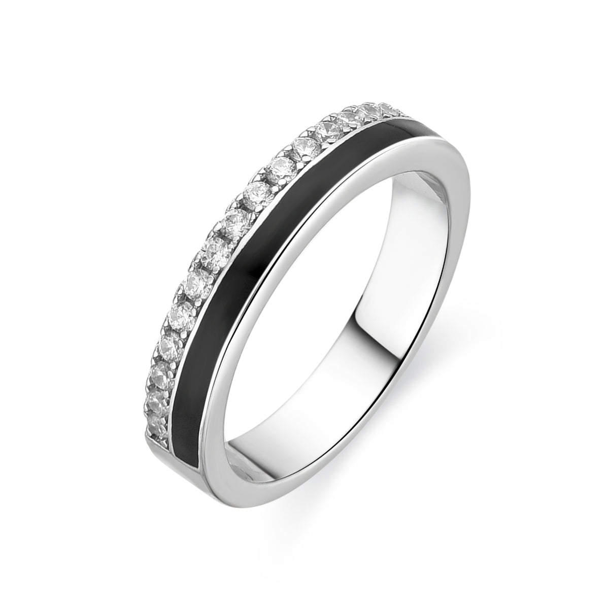 Bague en argent sterling 925 et laque noire finition rhodiée - Dersa