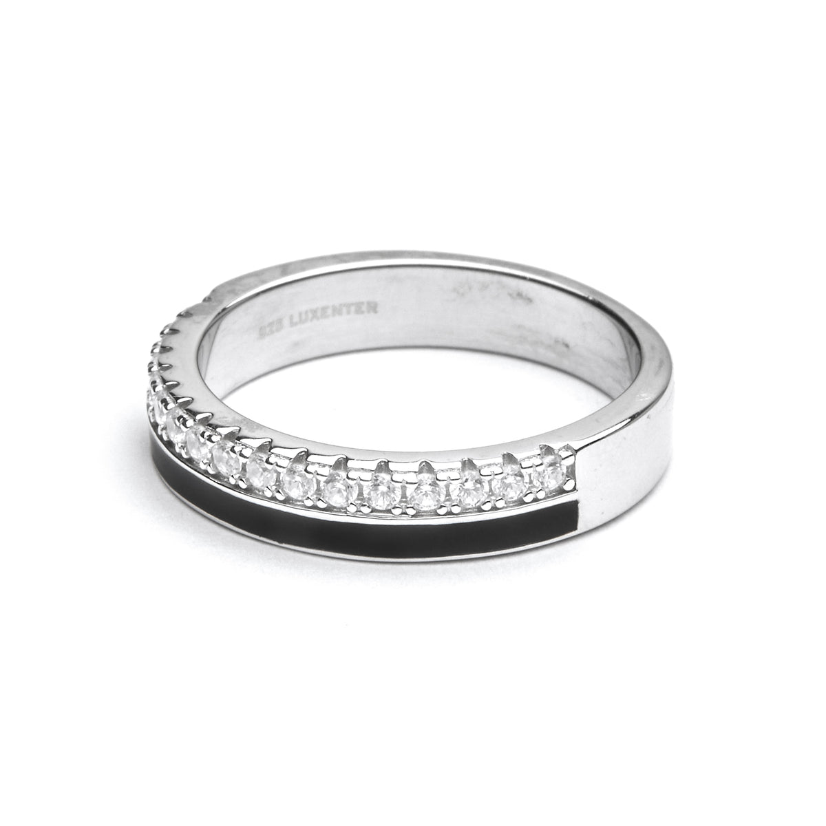 Bague en argent sterling 925 et laque noire finition rhodiée - Dersa