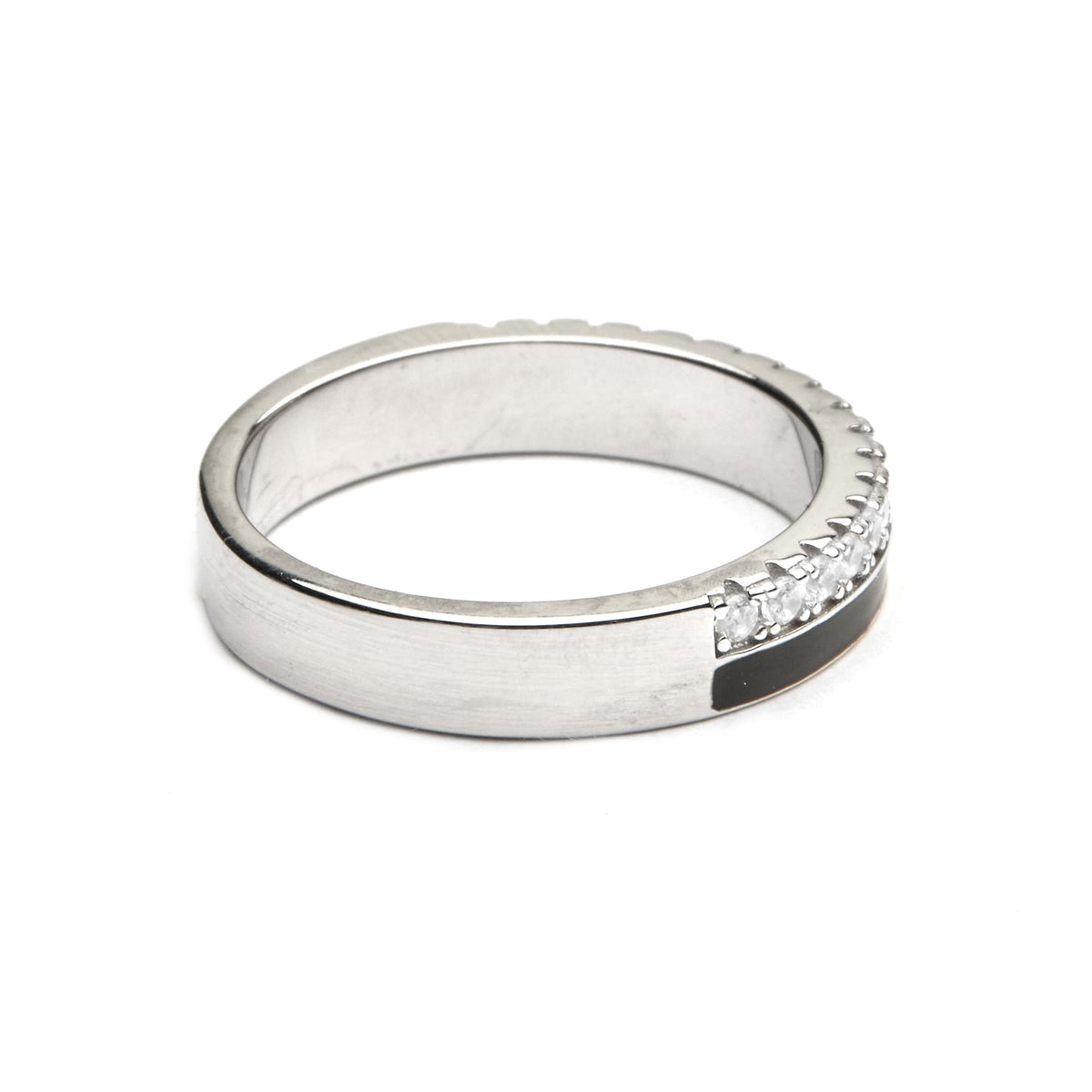 Bague en argent sterling 925 et laque noire finition rhodiée - Dersa