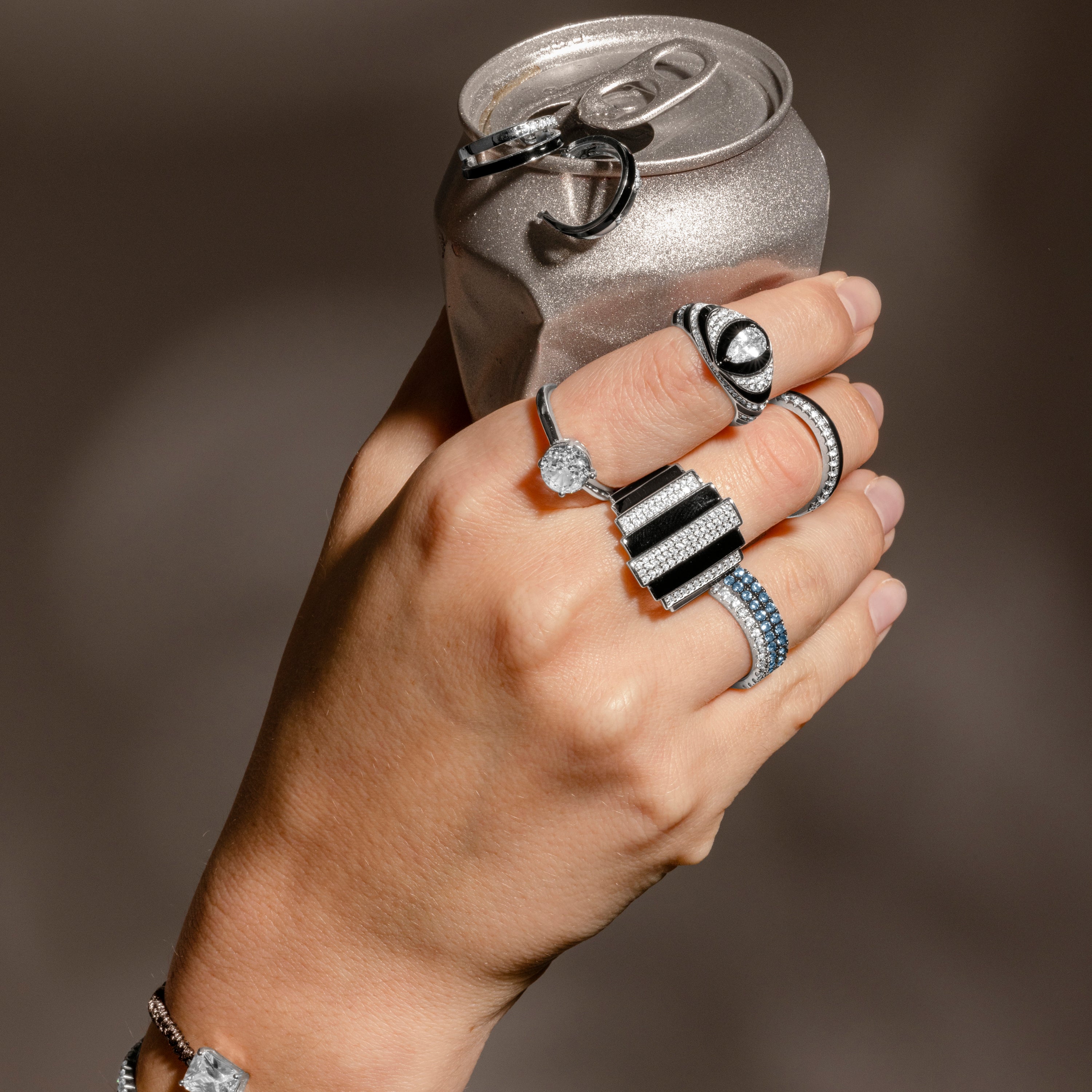 Bague en argent sterling 925 et laque noire finition rhodiée - Epur
