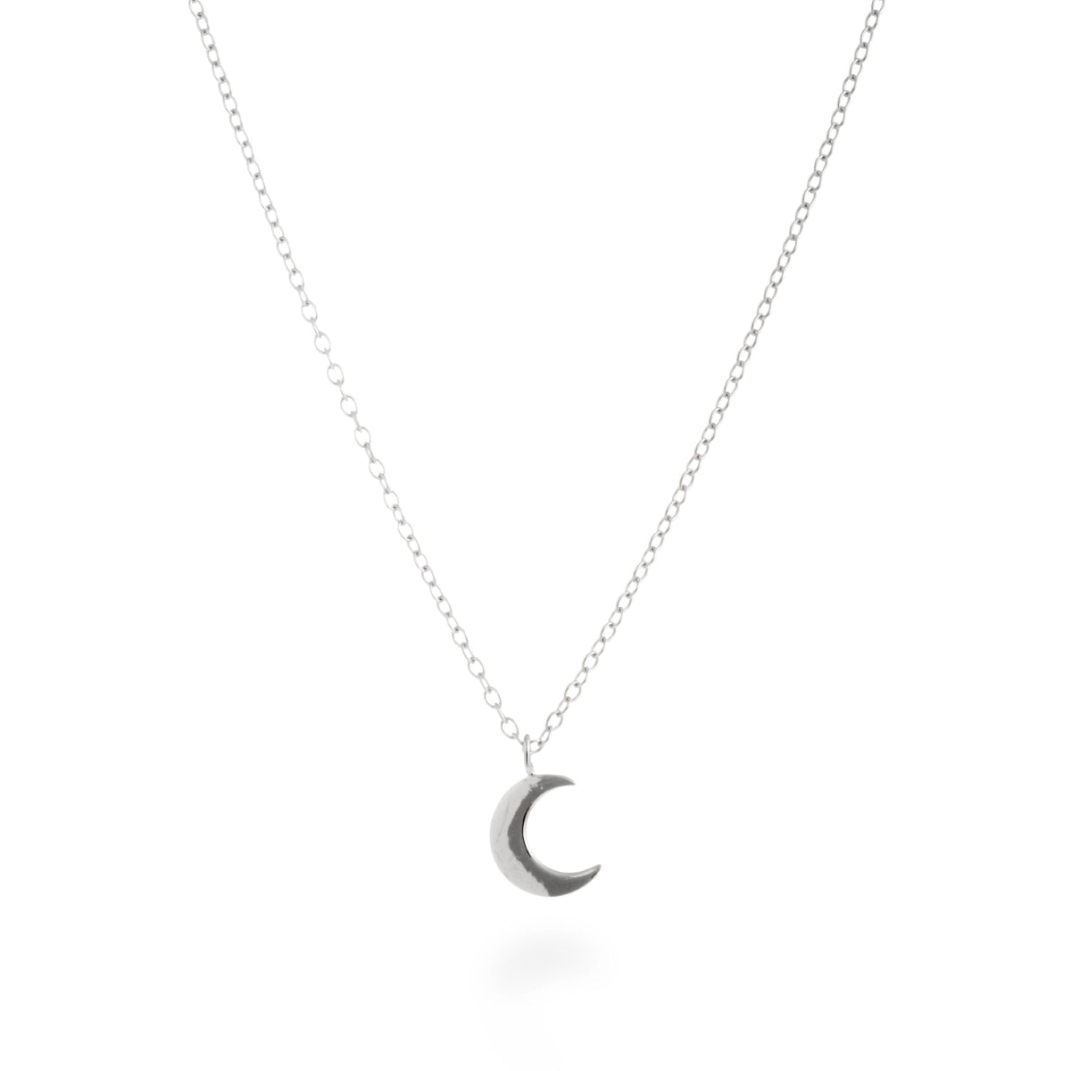 Rhodium Plated 925 Sterling Silver Crescent Necklace