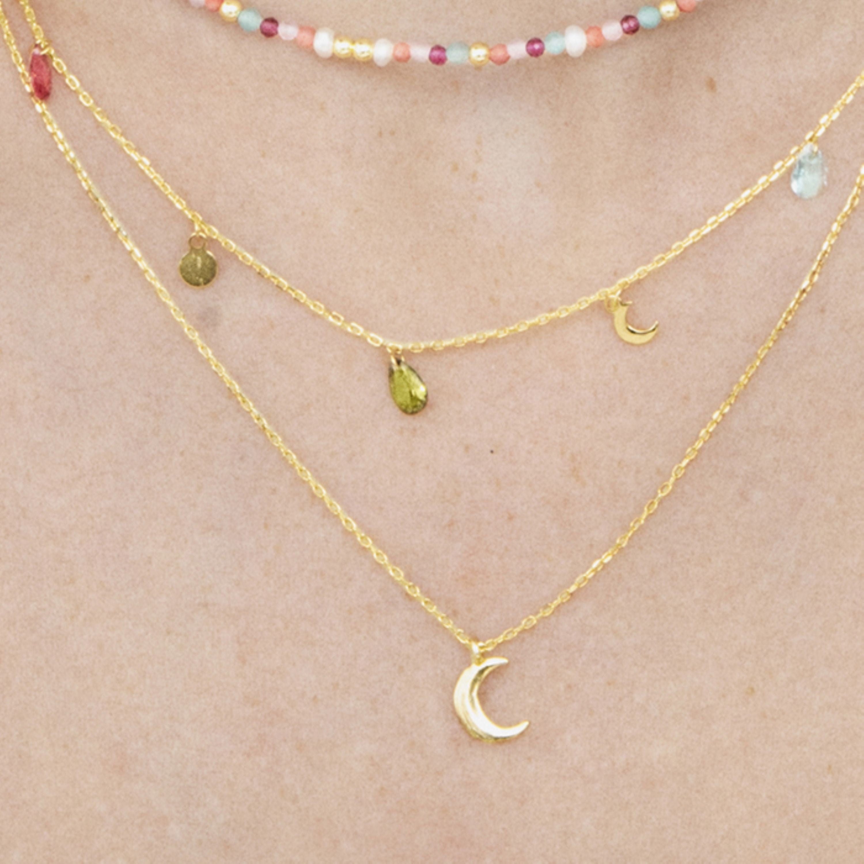 925 Sterling Silver Necklace finished in 18K yellow gold - Crescent