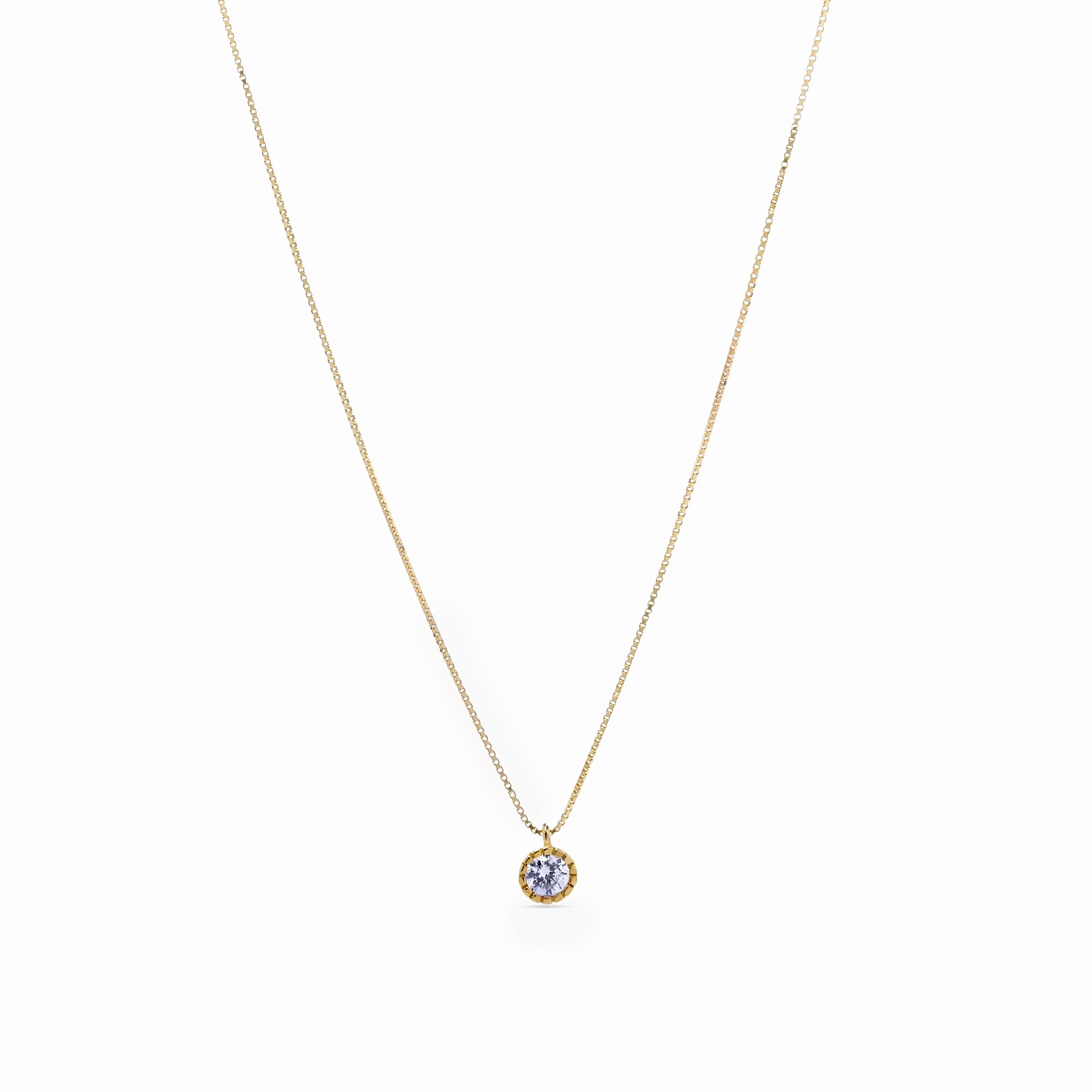 Collar de Plata de Ley 925 con Circonita Brillante acabado en oro amarillo 18K - Naadim