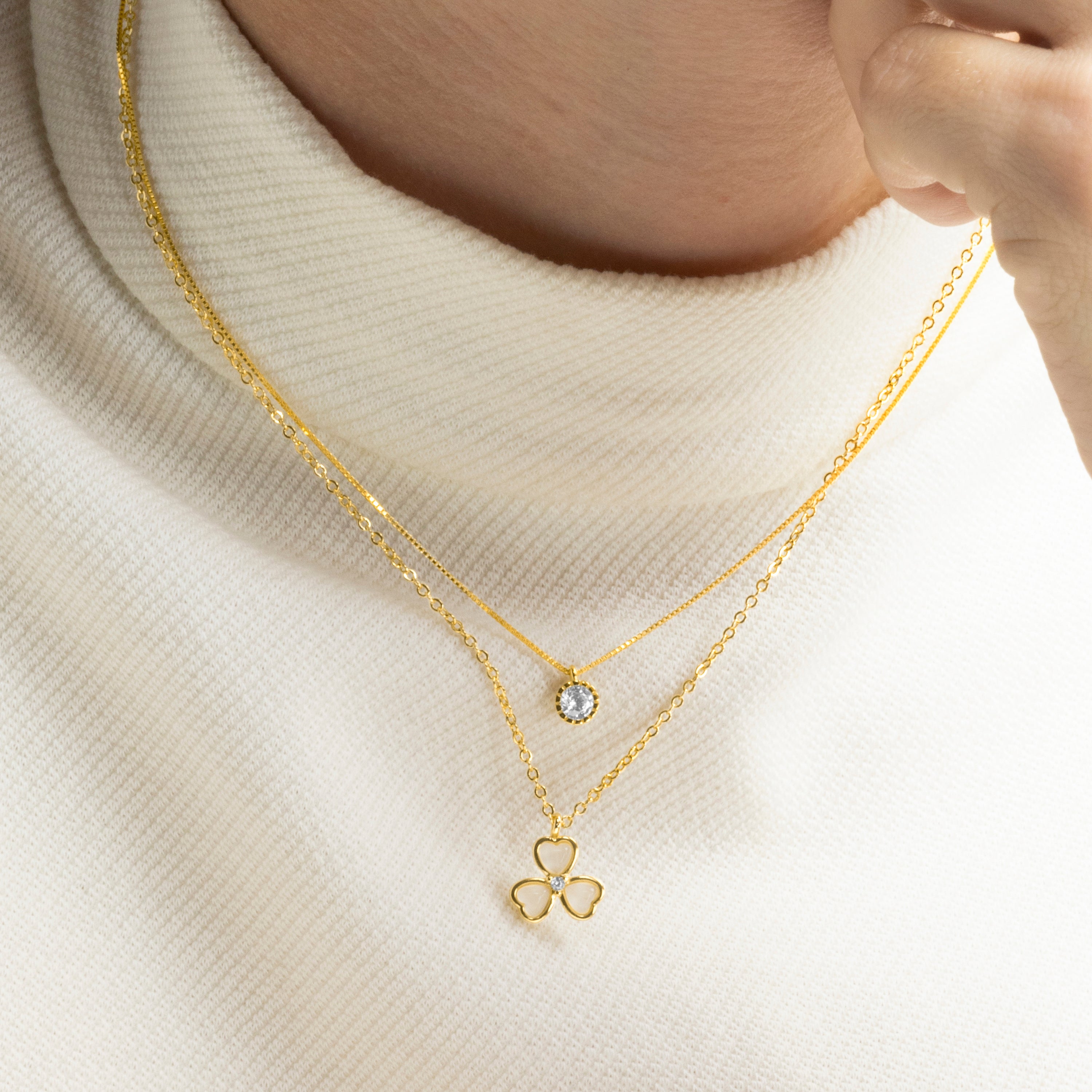 Collar de Plata de Ley 925 con Circonita Brillante acabado en oro amarillo 18K - Naadim