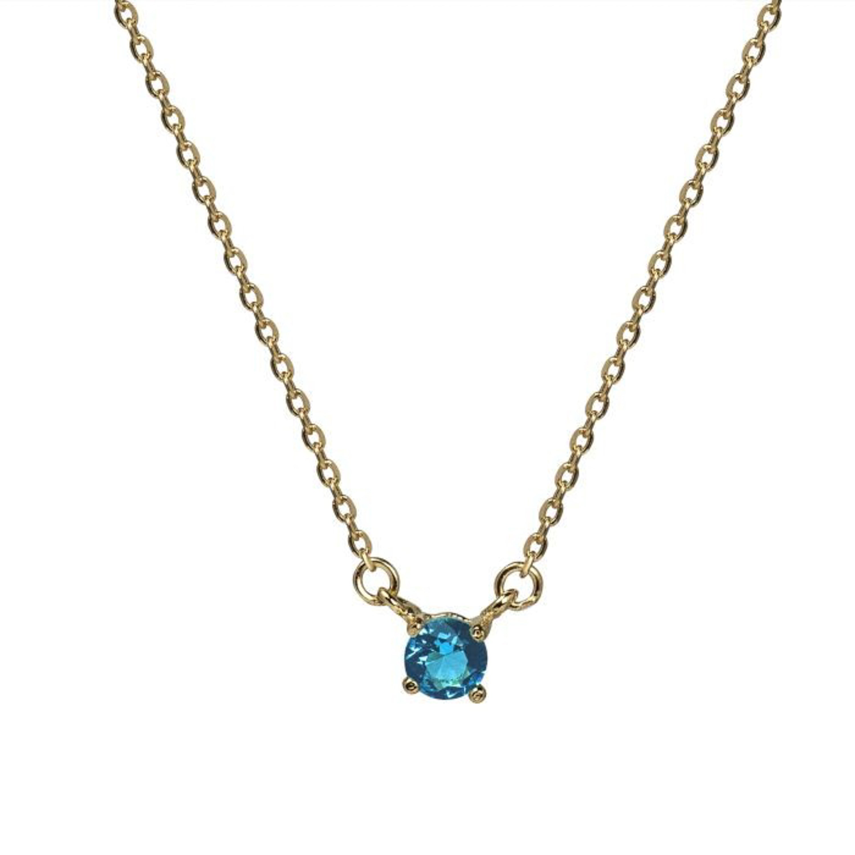 Colar de Prata de Lei 925 com Quartzo Hidrotermal Topázio Azul acabamento em ouro amarelo 18K - Otieno