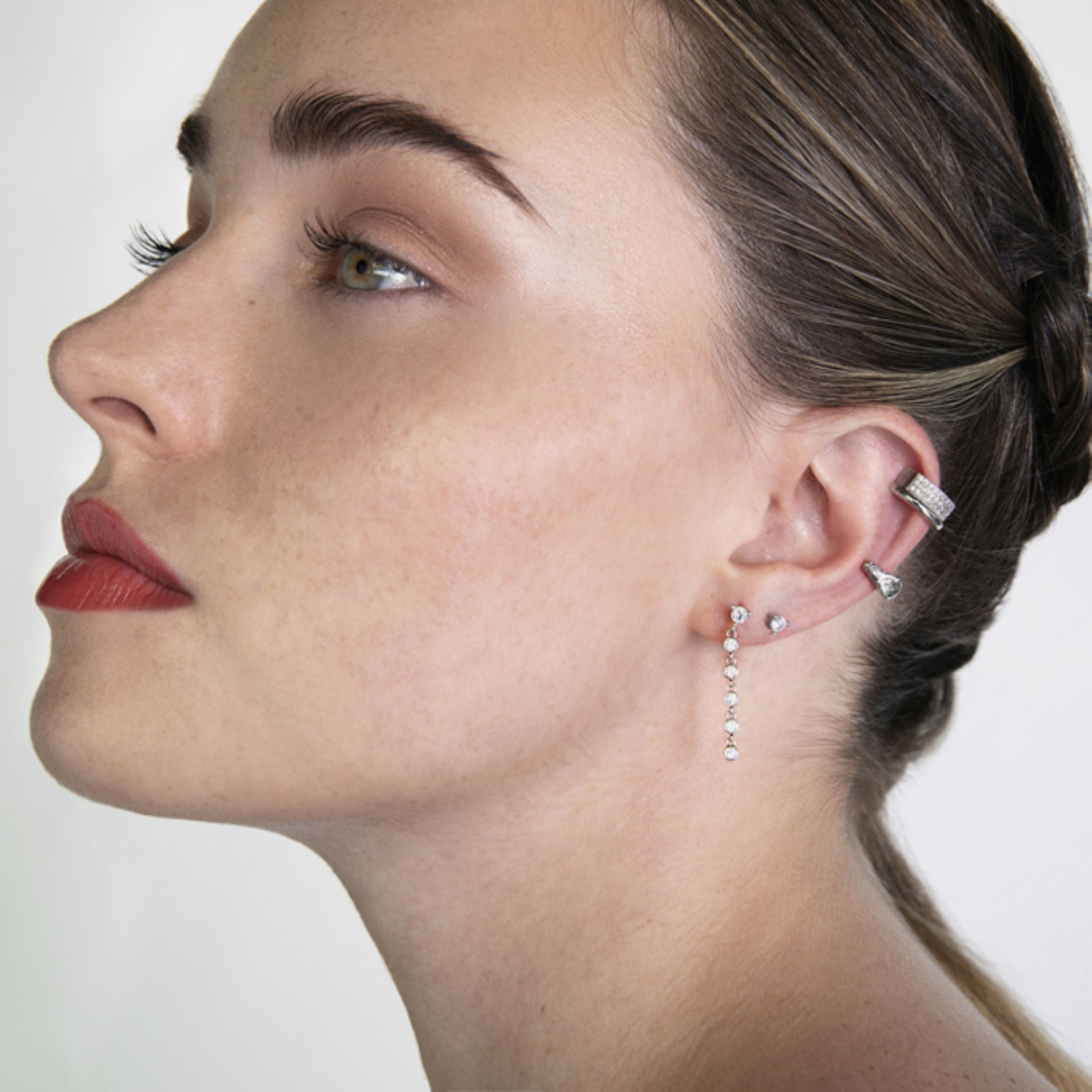 Piercing aus 925er Sterlingsilber mit funkelndem Zirkonia, rhodiniert - Dali