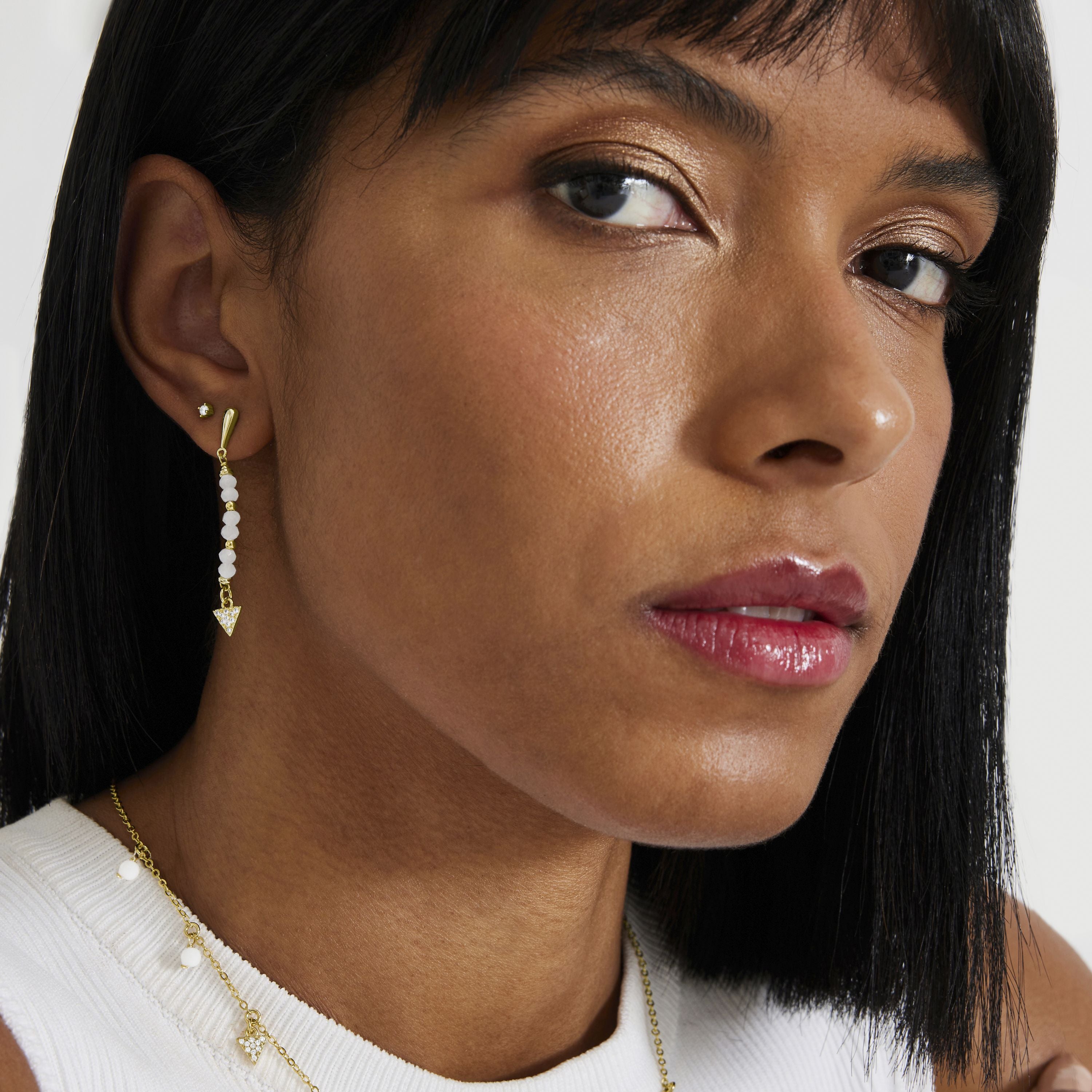 Piercing en argent sterling 925 avec zircon brillant finition en or jaune 18K - Dali