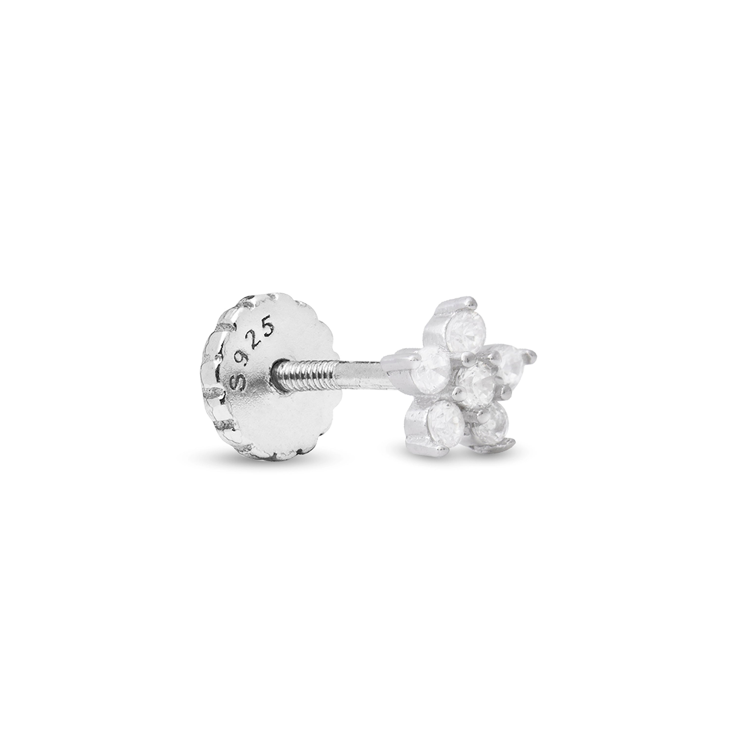 925 Sterling Silver Piercing with Brilliant Cubic Zirconia finished in Rhodium - Anba