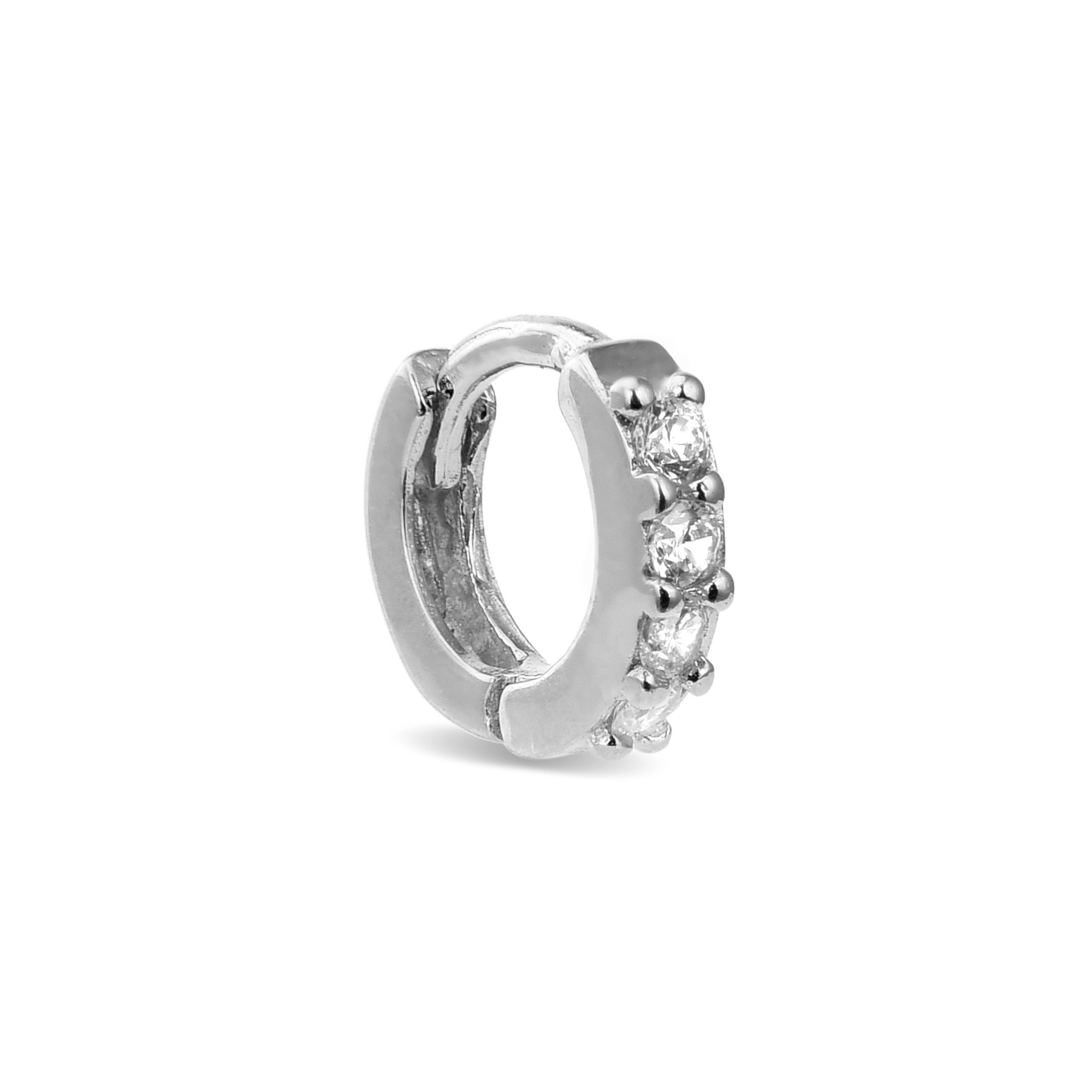 Piercing en argent sterling 925 avec zircone brillante finition rhodiée - Rahlau