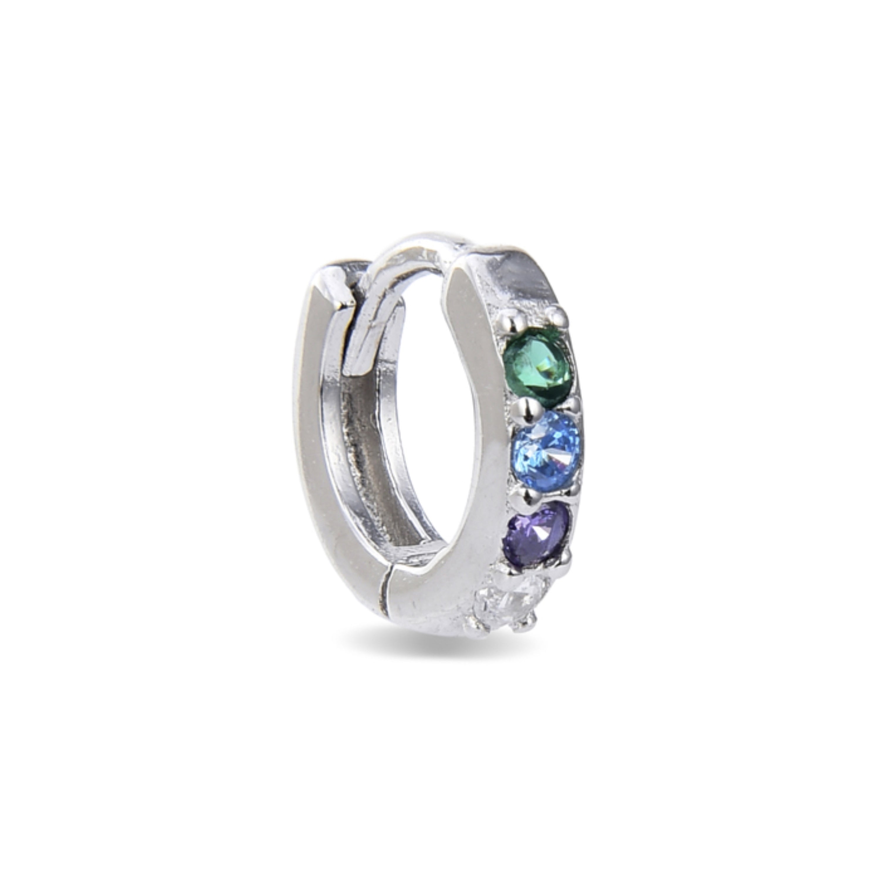 Piercing en argent sterling 925 avec zircon multicolore finition rhodiée - Ansung