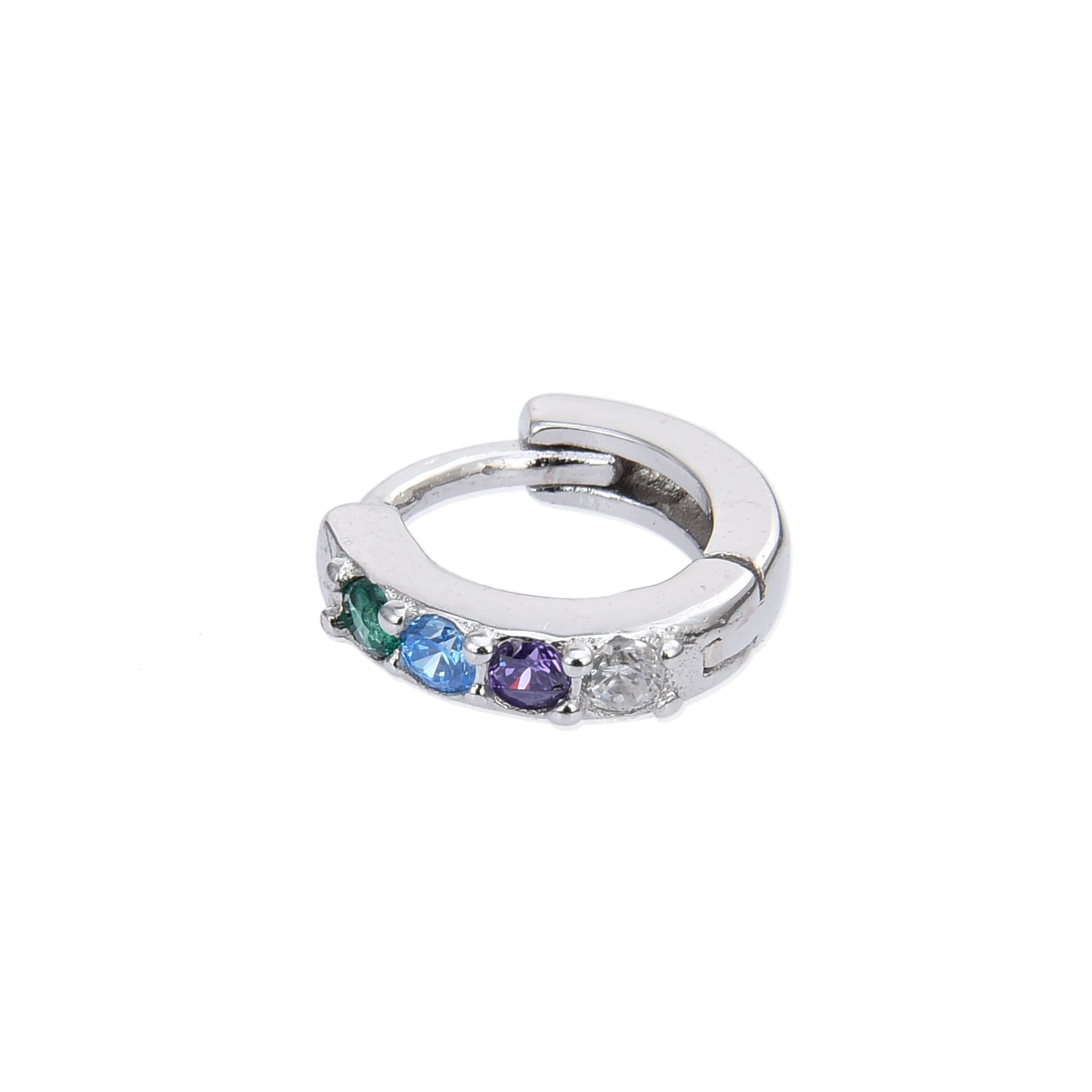 Piercing en argent sterling 925 avec zircon multicolore finition rhodiée - Ansung