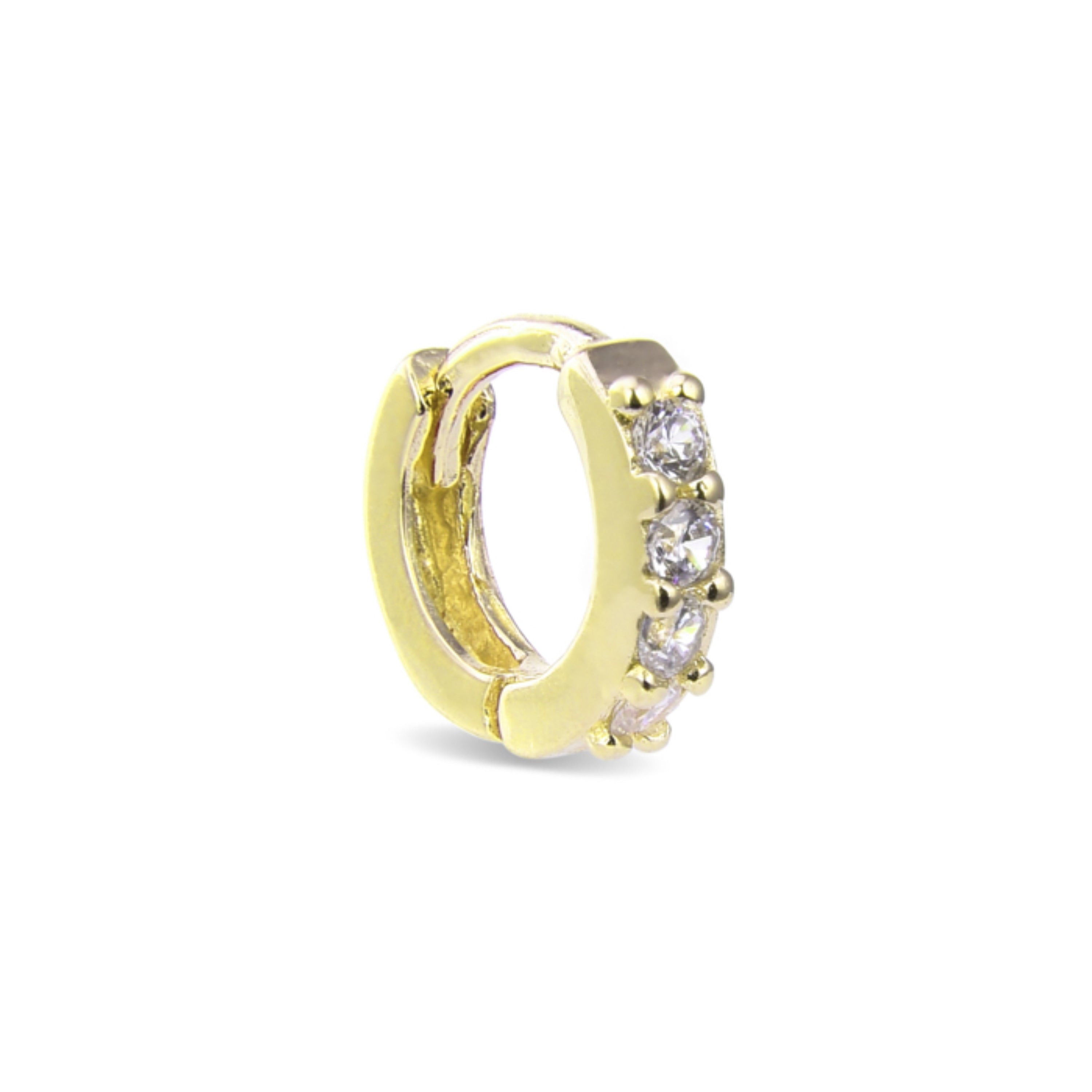 Piercing de Prata de Lei 925 com Zircónia Brilhante acabamento em ouro amarelo 18K - Ansung