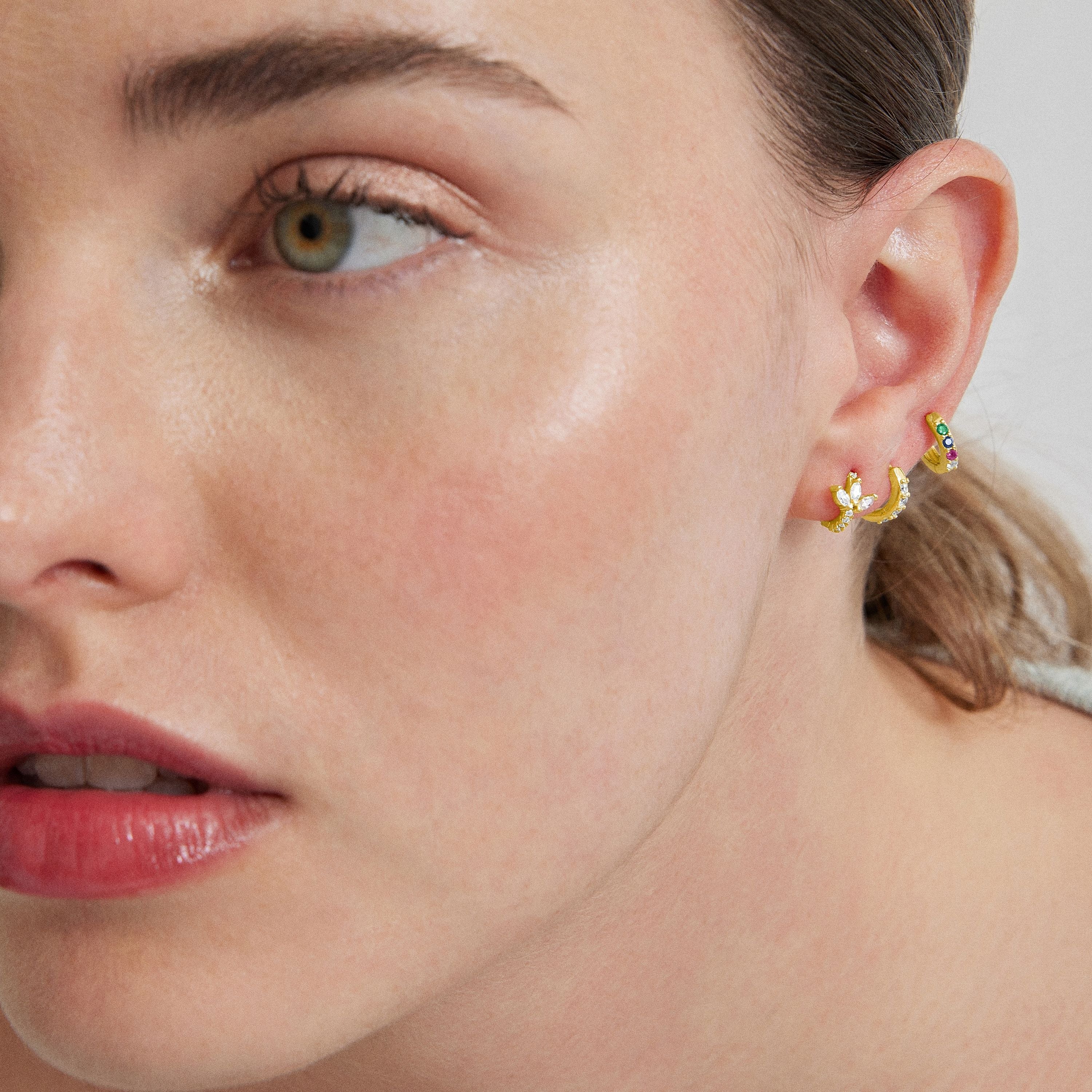 Piercing en argent sterling 925 avec zircon brillant finition en or jaune 18K - Ansung