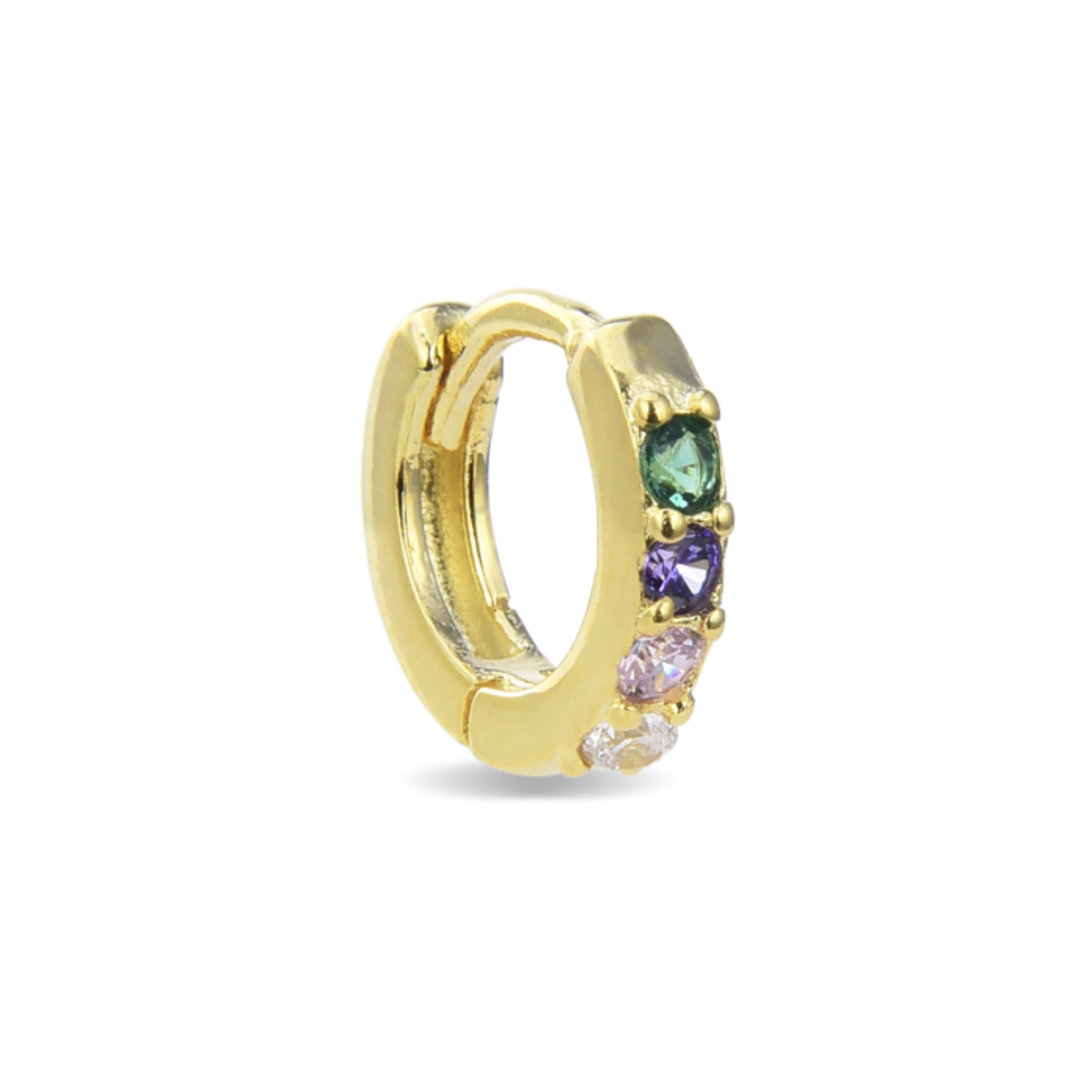925 Sterling Silver Piercing with Multicolor Cubic Zirconia finished in 18K yellow gold - Ansung
