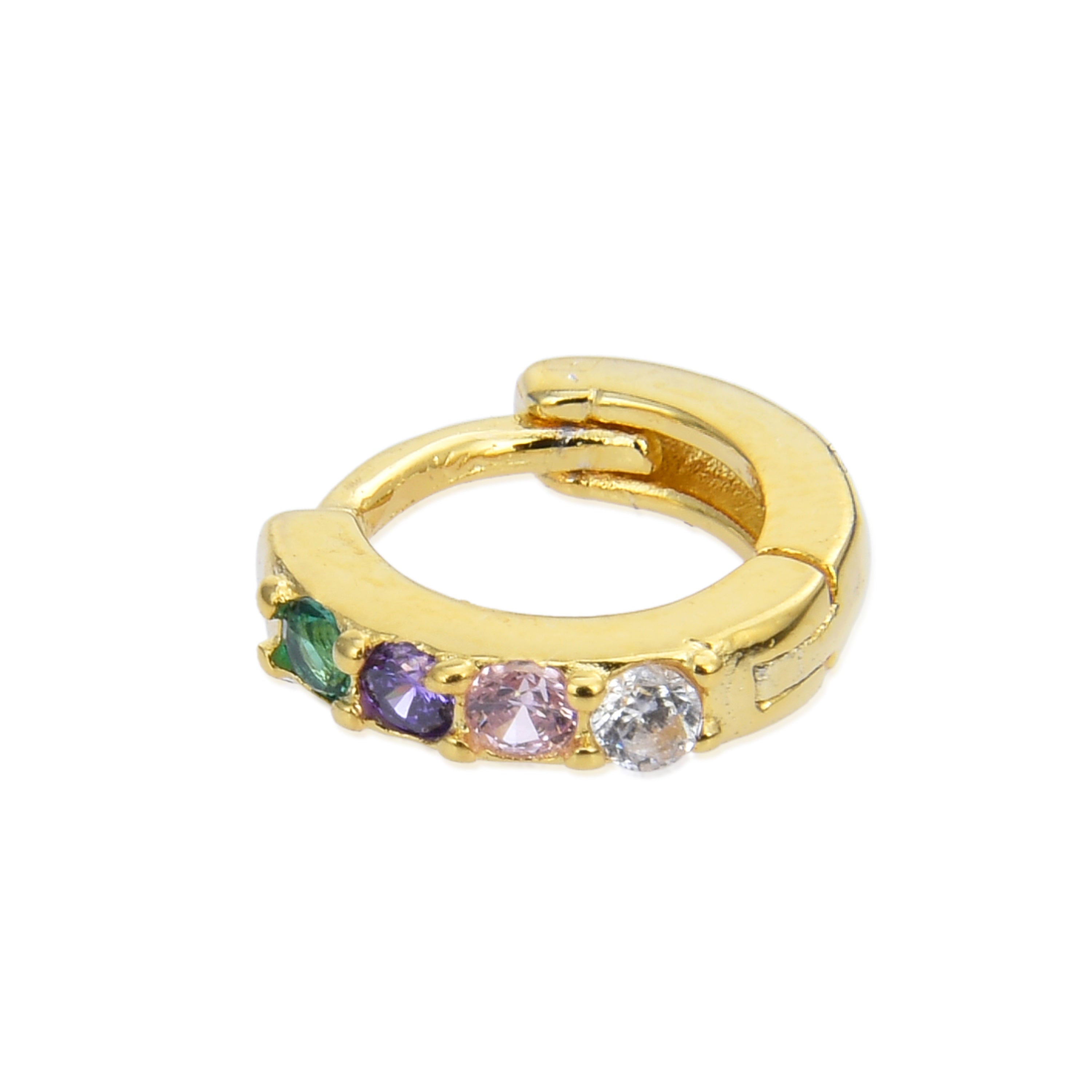 925 Sterling Silver Piercing with Multicolor Cubic Zirconia finished in 18K yellow gold - Ansung