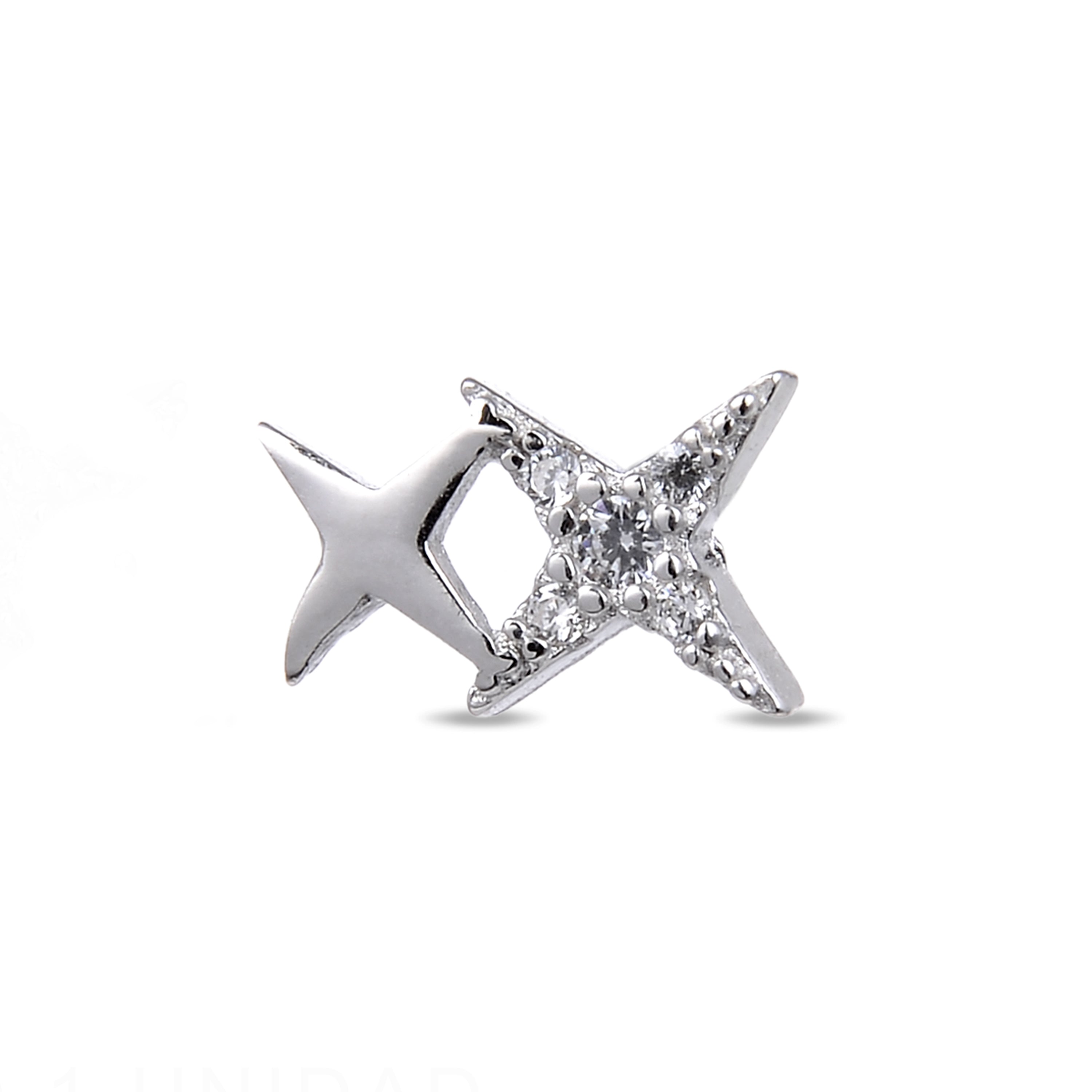 925 Sterling Silver Piercing with Brilliant Zirconia finished in Rhodium - Tingio