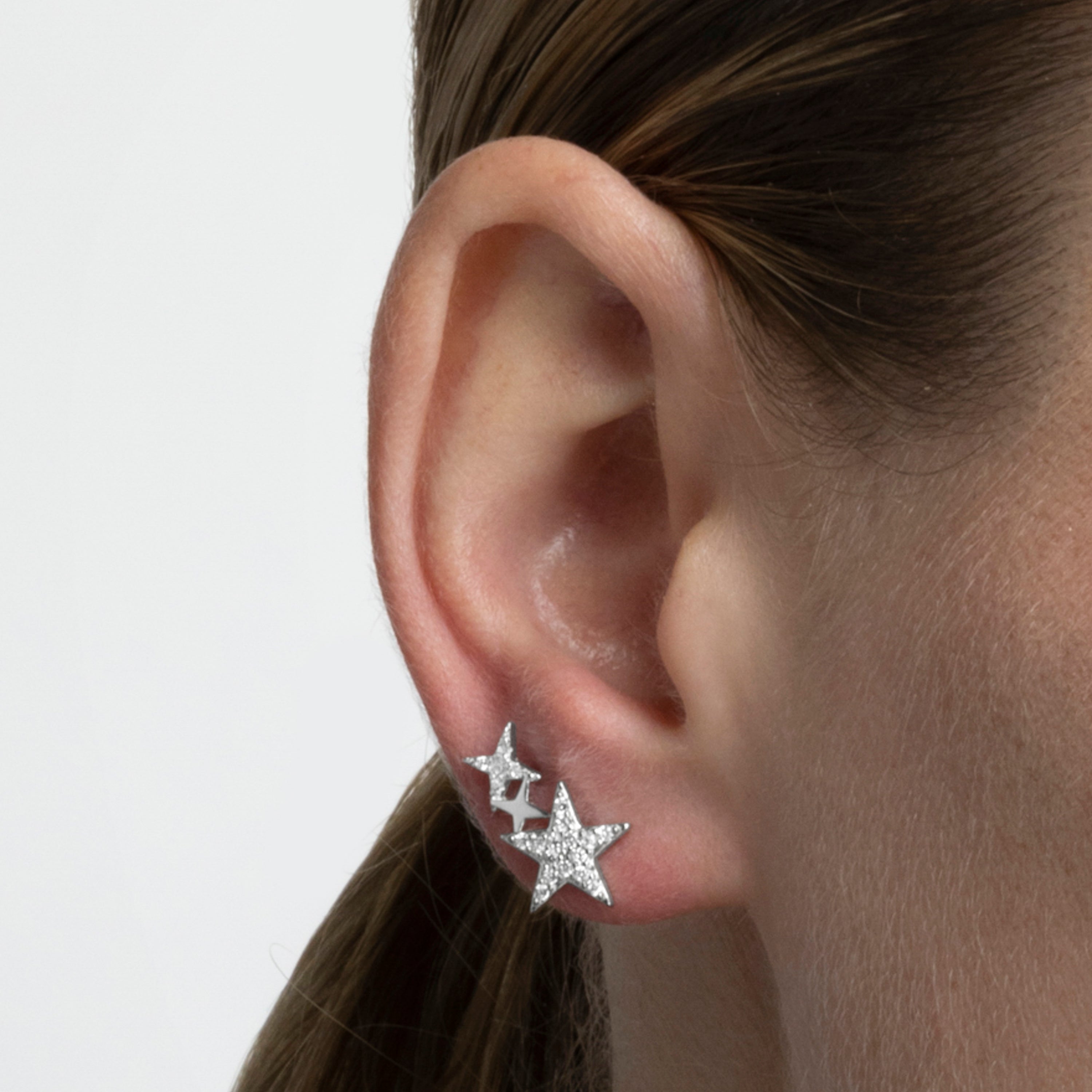 925 Sterling Silver Piercing with Brilliant Zirconia finished in Rhodium - Tingio