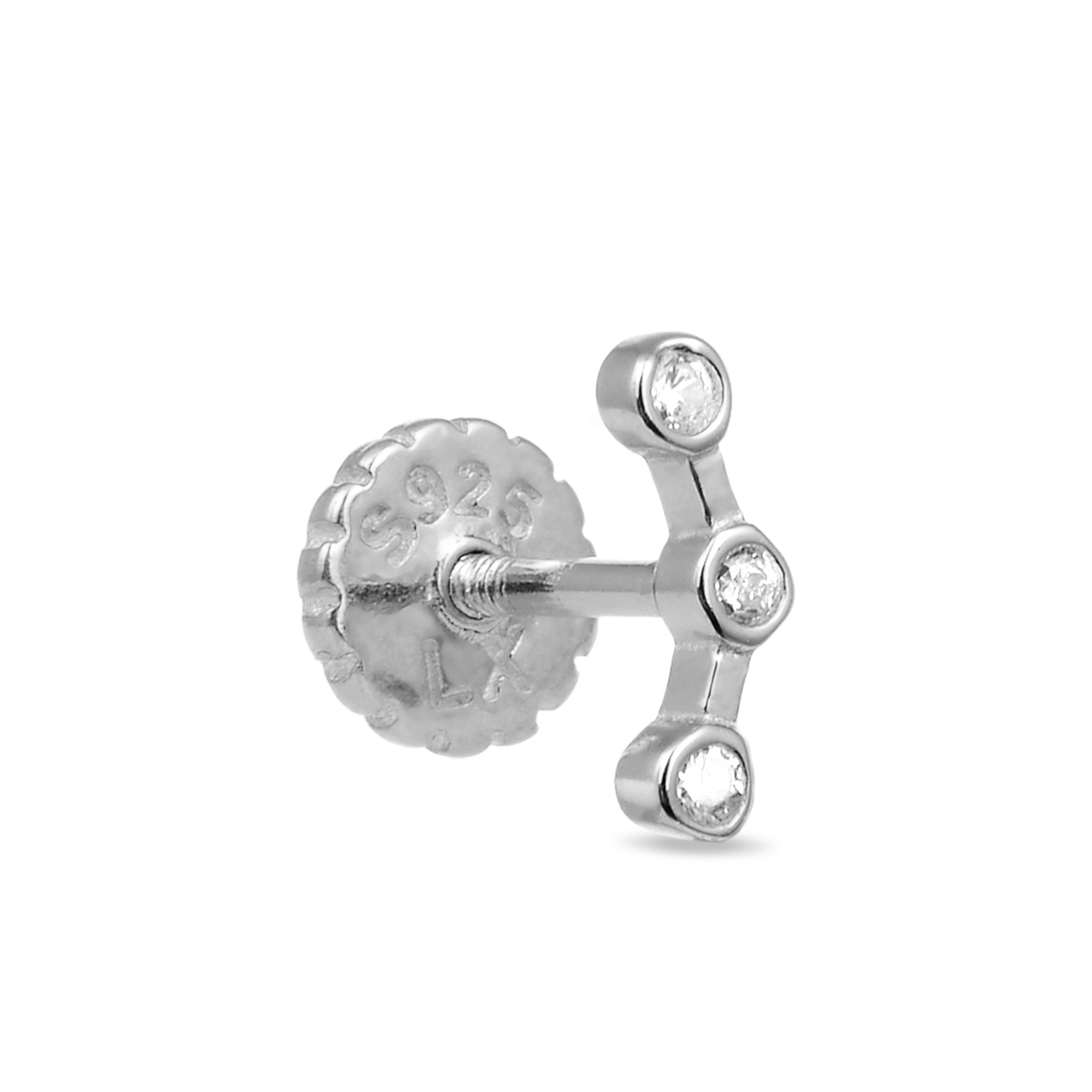 Piercing in Argento Sterling 925 con Zirconia Cubica brillante finitura in rodio - Qant