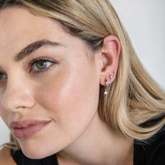 Piercing en argent sterling 925 avec zircon brillant finition rhodiée - Qant