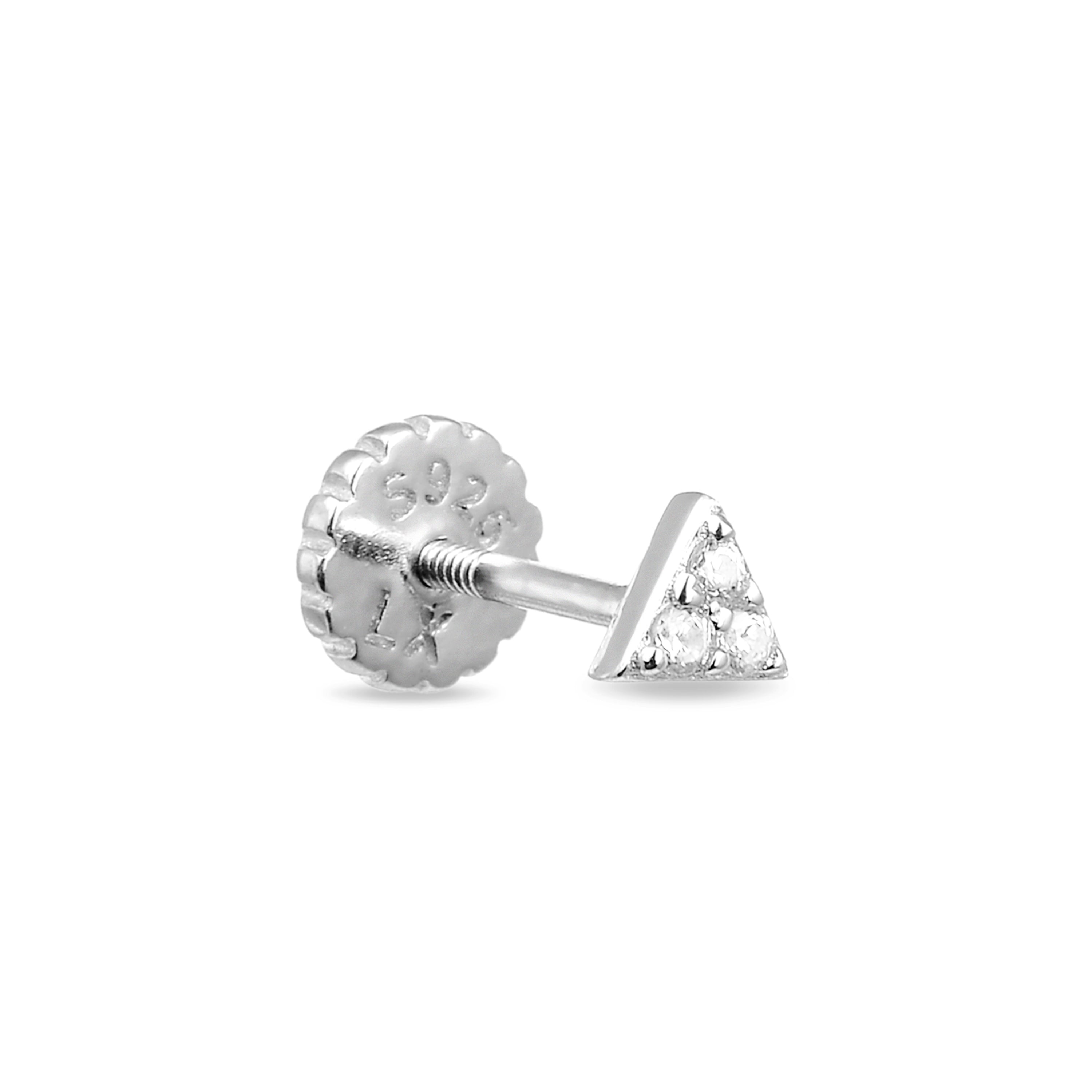 Sterling Silber 925 Piercing mit glänzendem Zirkon, rhodiniert - Calye