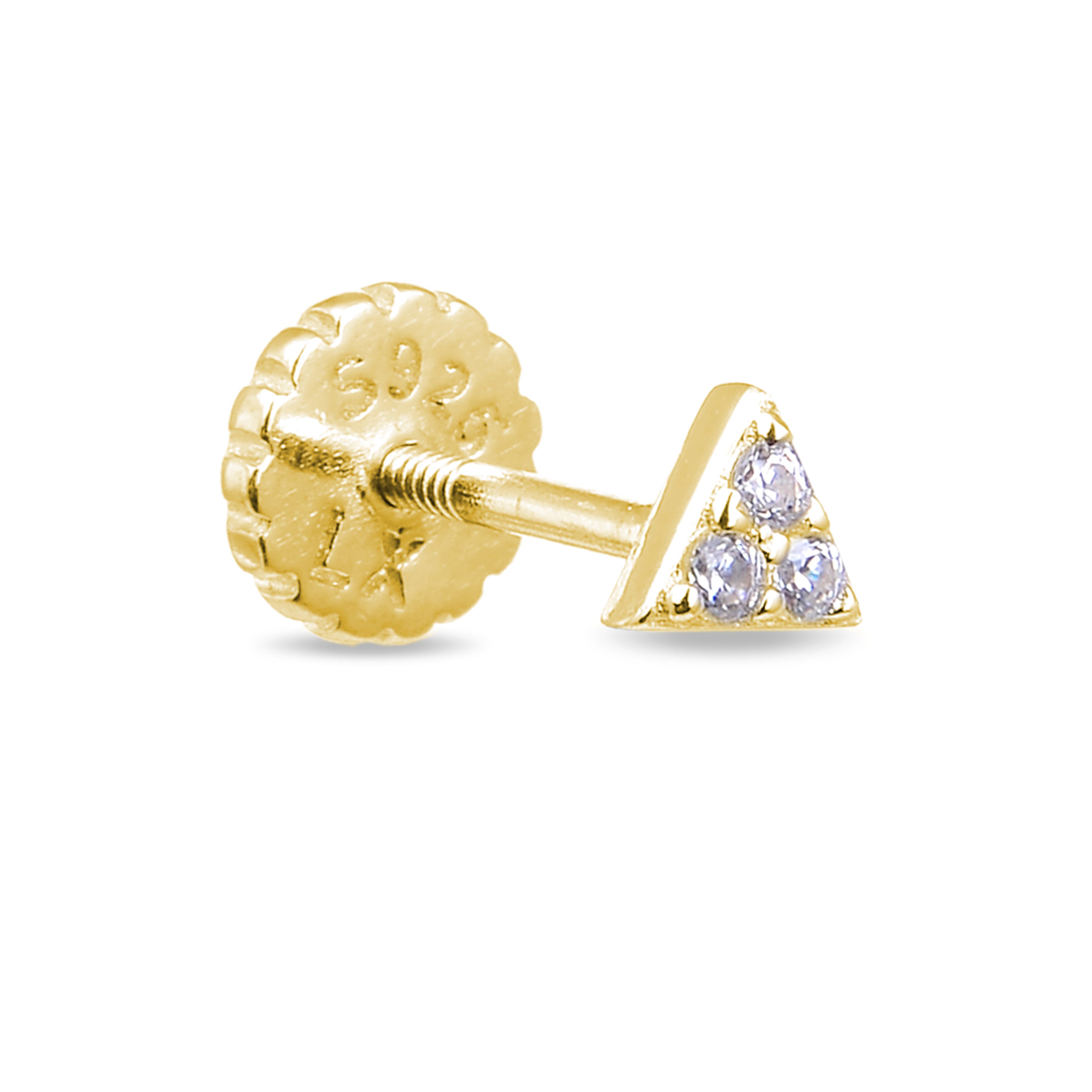 Piercing en argent sterling 925 avec zircon brillant finition en or jaune 18K - Calye