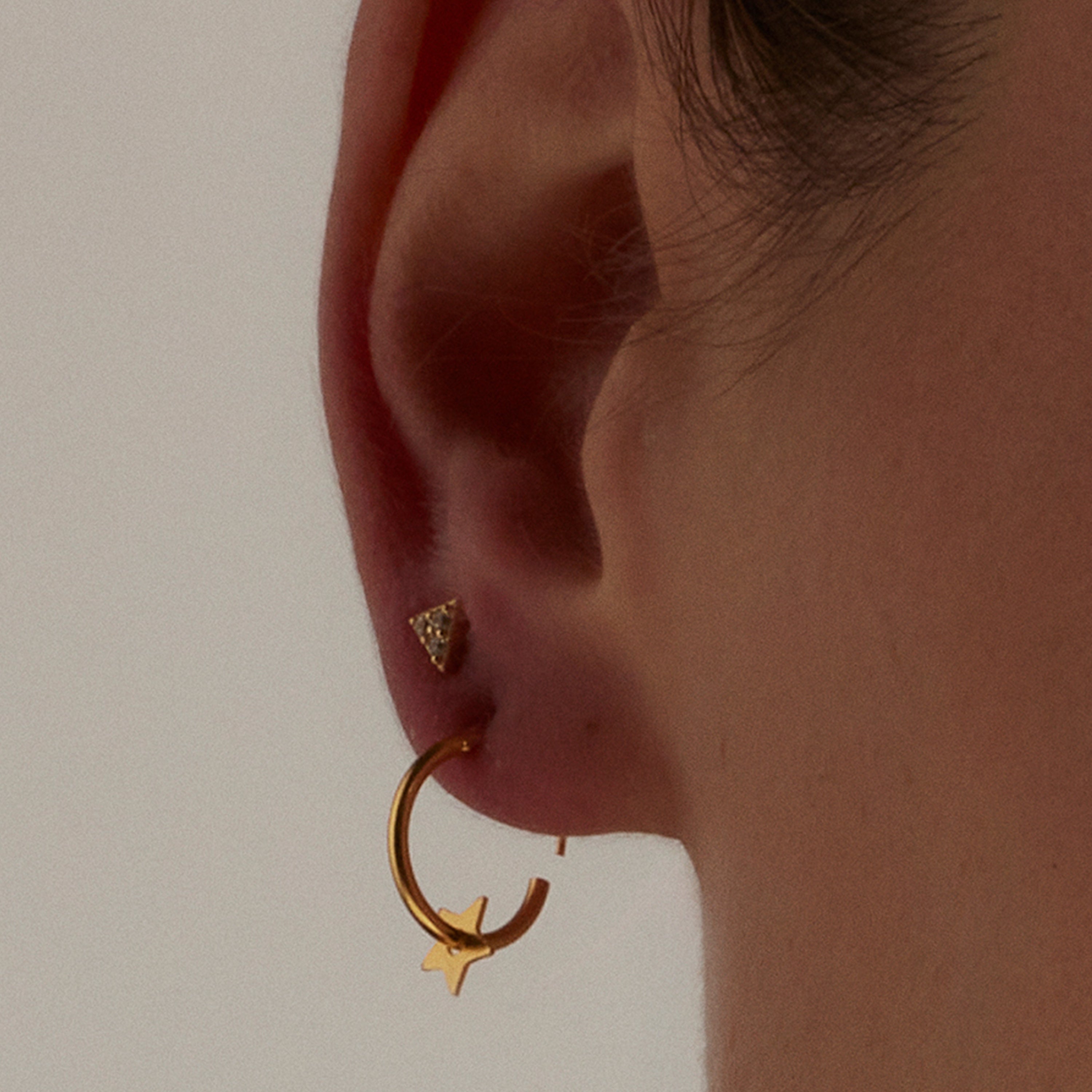 Piercing en argent sterling 925 avec zircon brillant finition en or jaune 18K - Calye