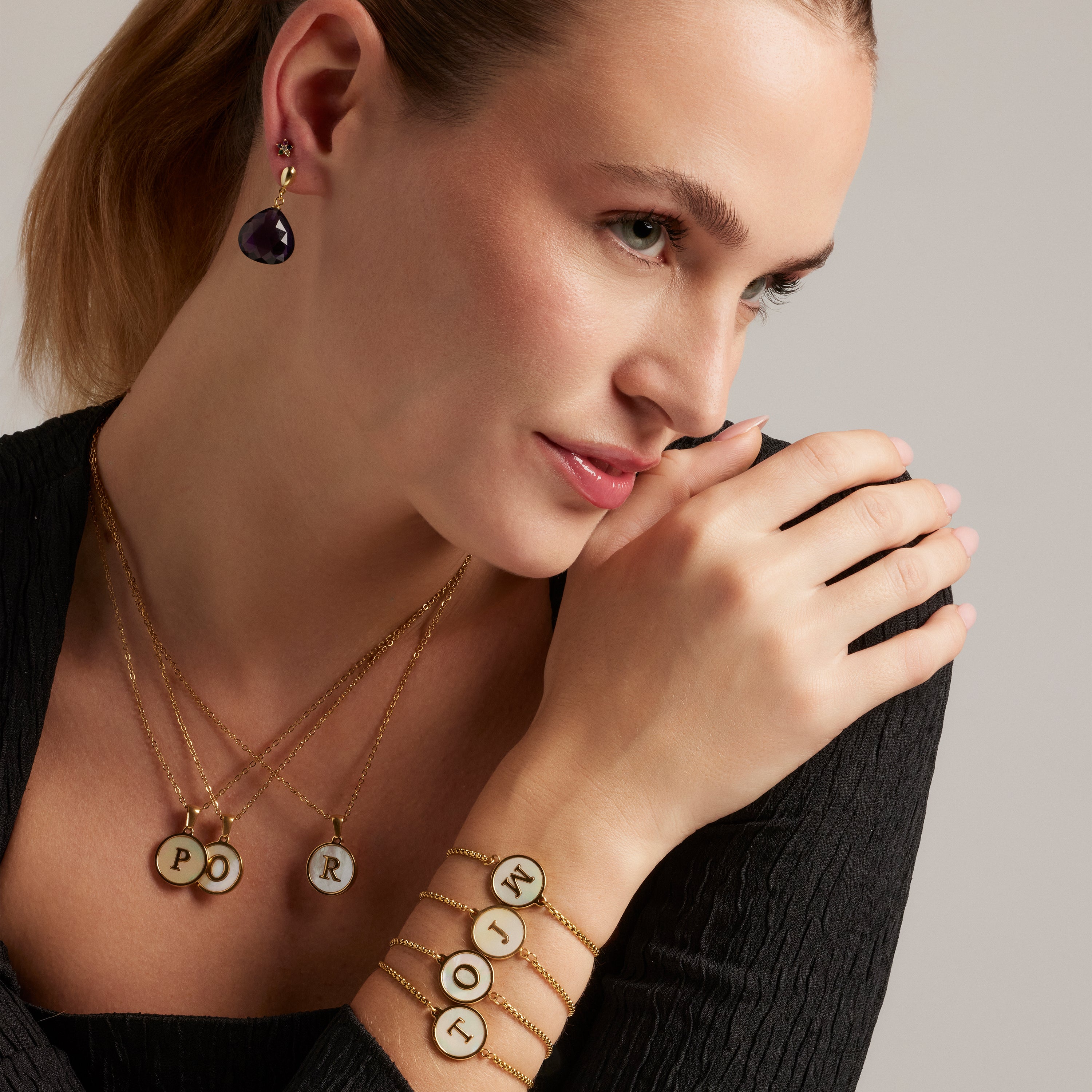 Echtsilber 925 Piercing mit mehrfarbigen Zirkonia, vergoldet mit 18K Gelbgold - Dekthy