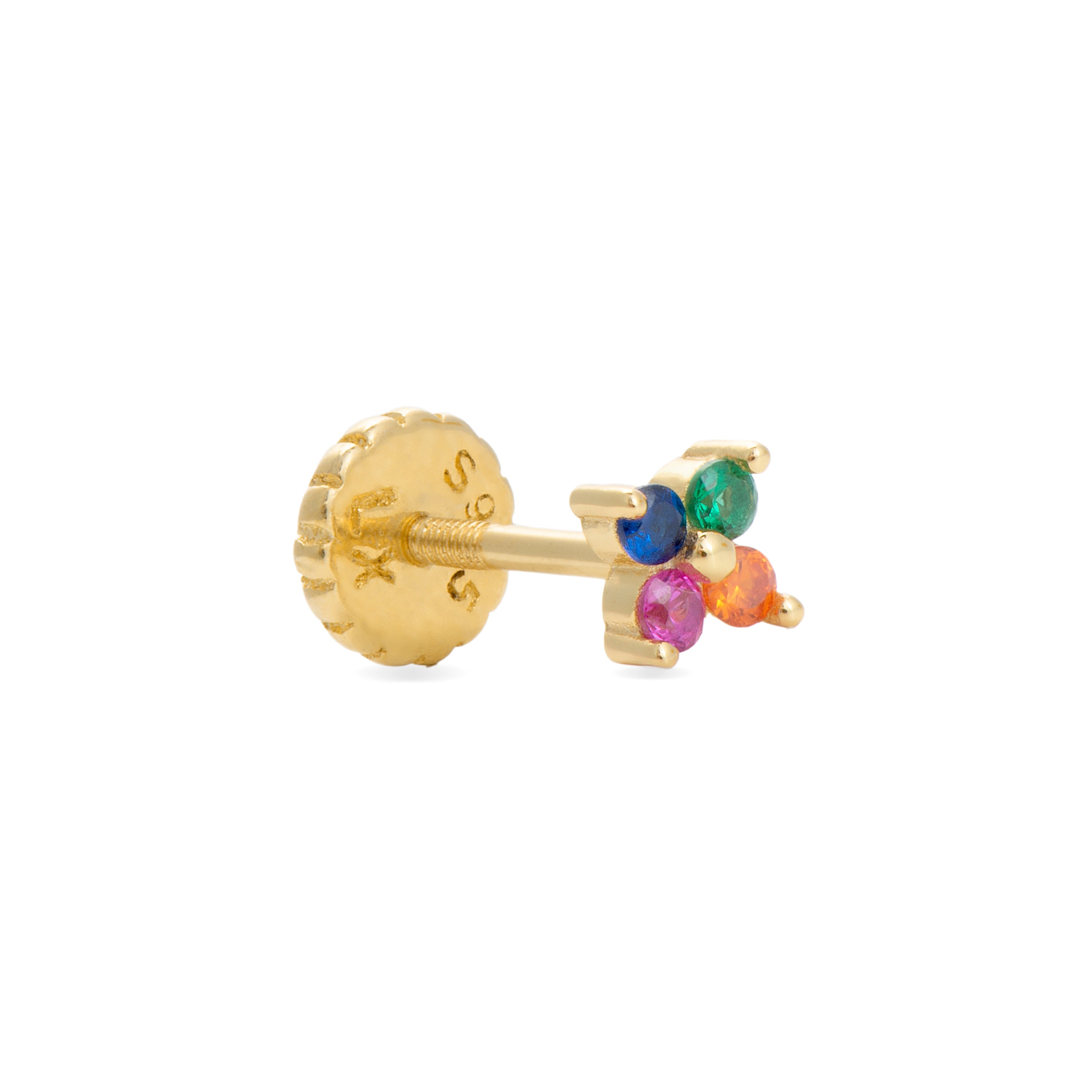 Piercing en argent sterling 925 avec zircon multicolore finition en or jaune 18K - Phanvi