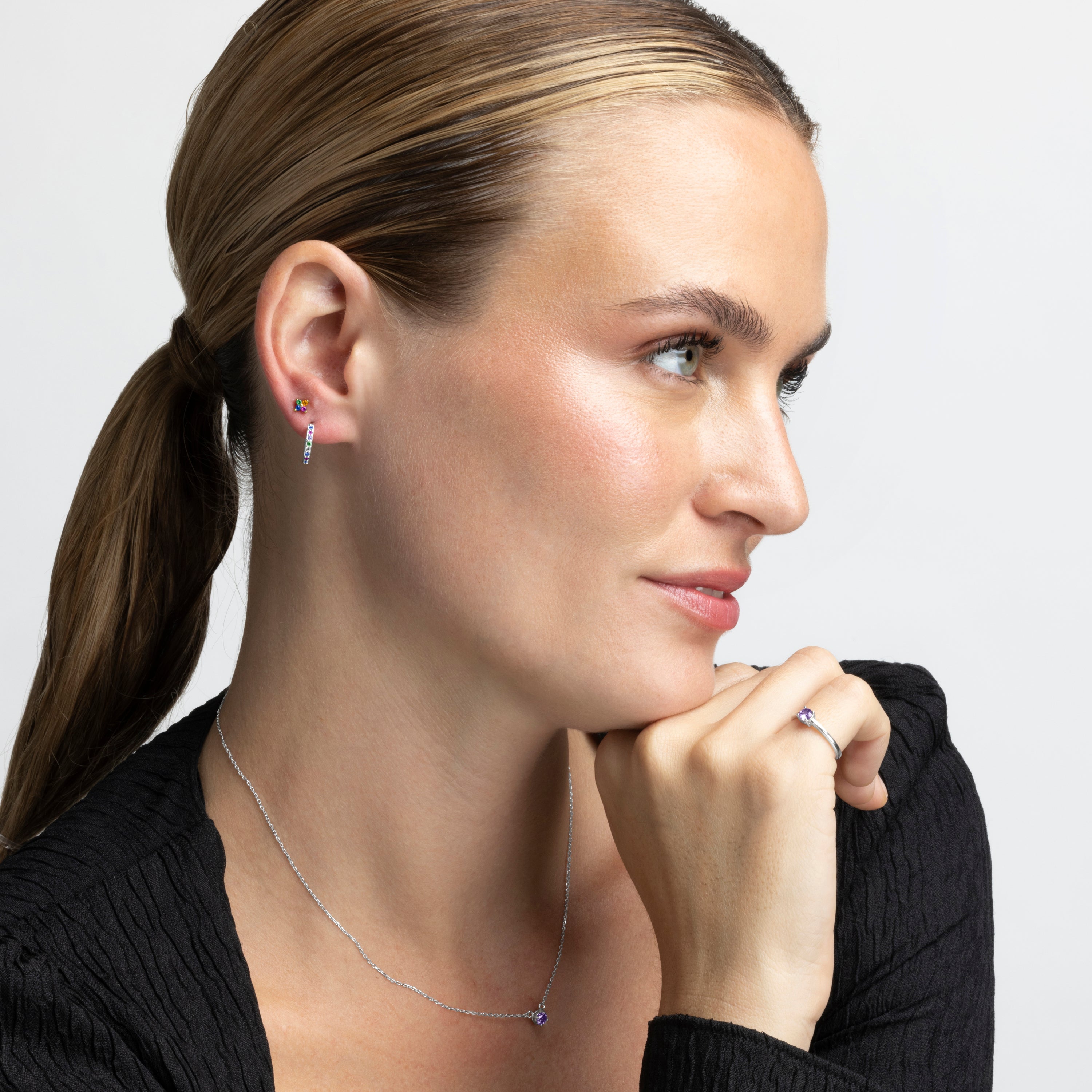 Piercing en argent sterling 925 avec zircon multicolore finition en or jaune 18K - Phanvi