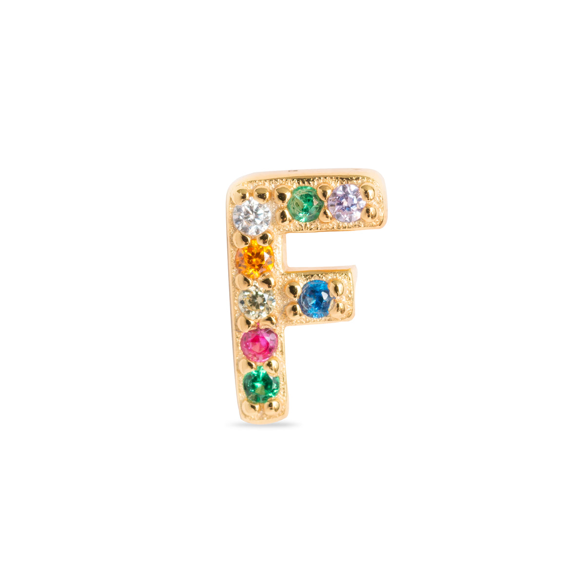 Piercing de Plata de Ley 925 con Circonita Multicolor acabado en oro amarillo 18K - Alphabet