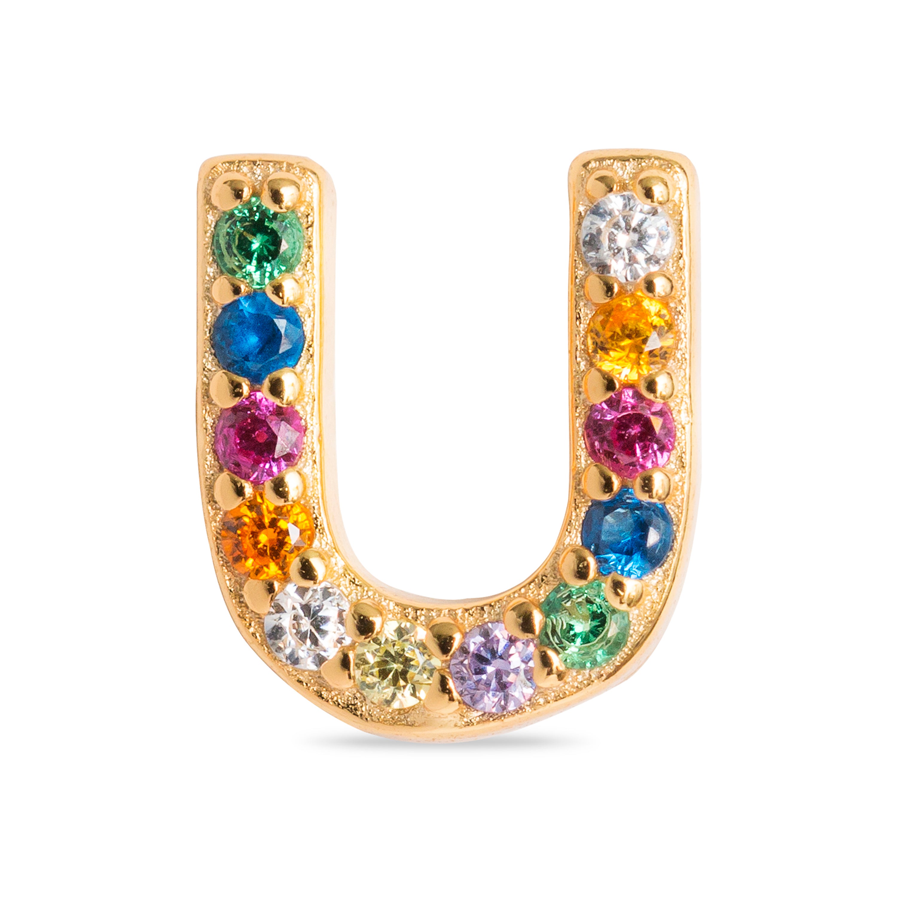 Piercing de Plata de Ley 925 con Circonita Multicolor acabado en oro amarillo 18K - Alphabet