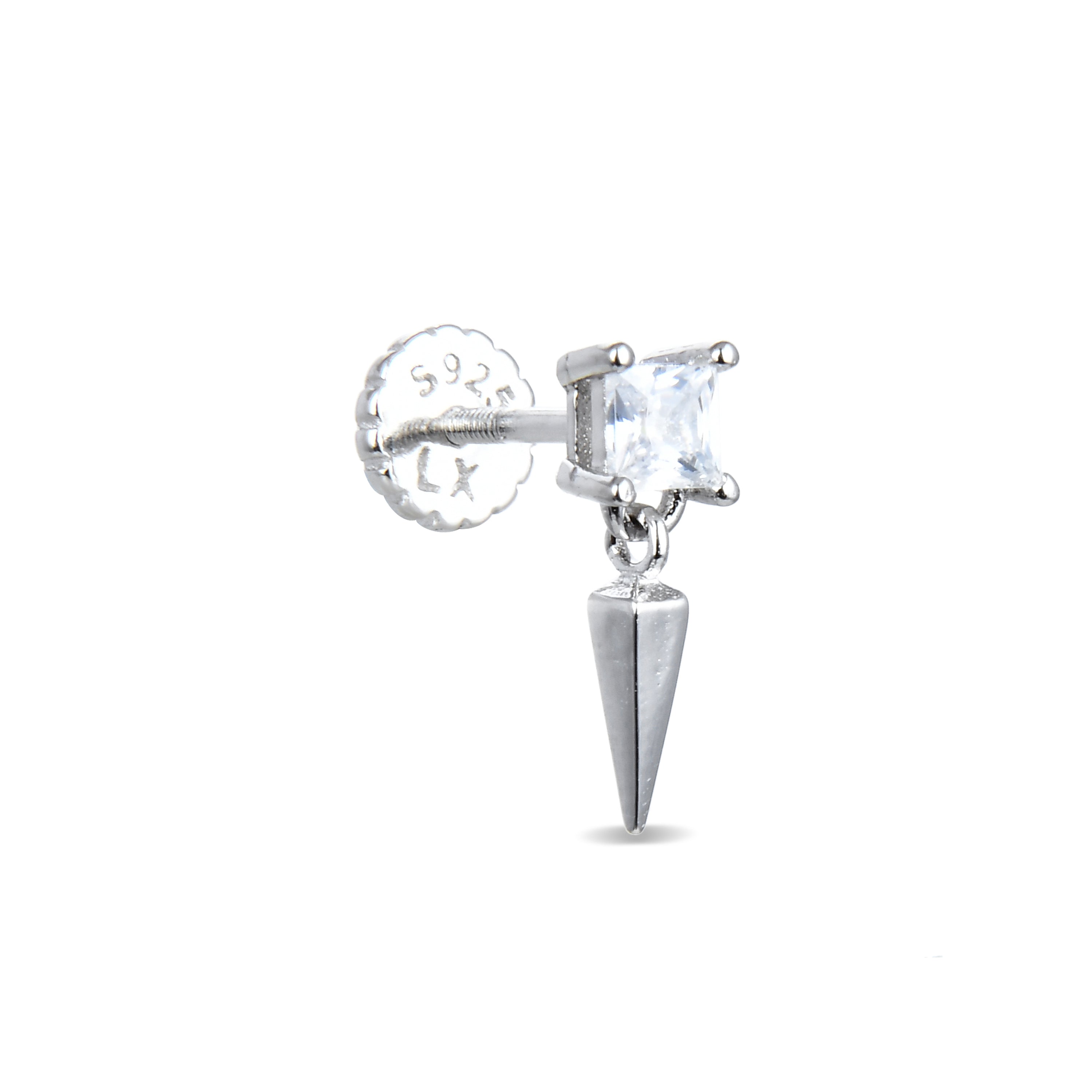 Piercing en argent sterling 925 avec zircone brillante finition rhodiée - Skelk