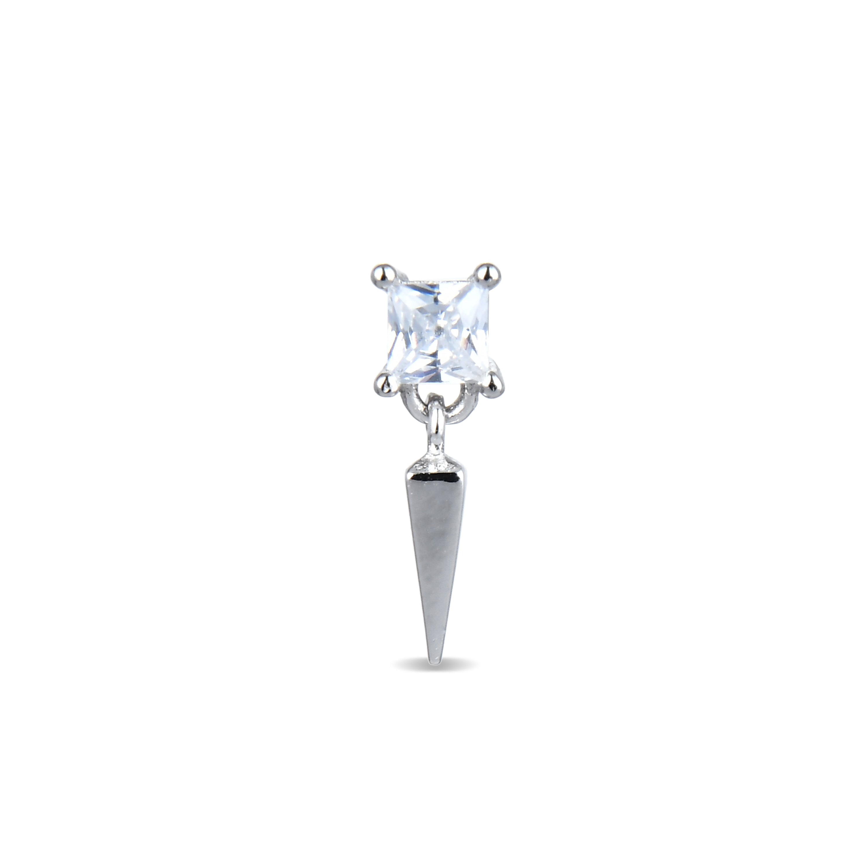 925 Sterling Silver Piercing with Brilliant Zirconia finished in Rhodium - Skelk