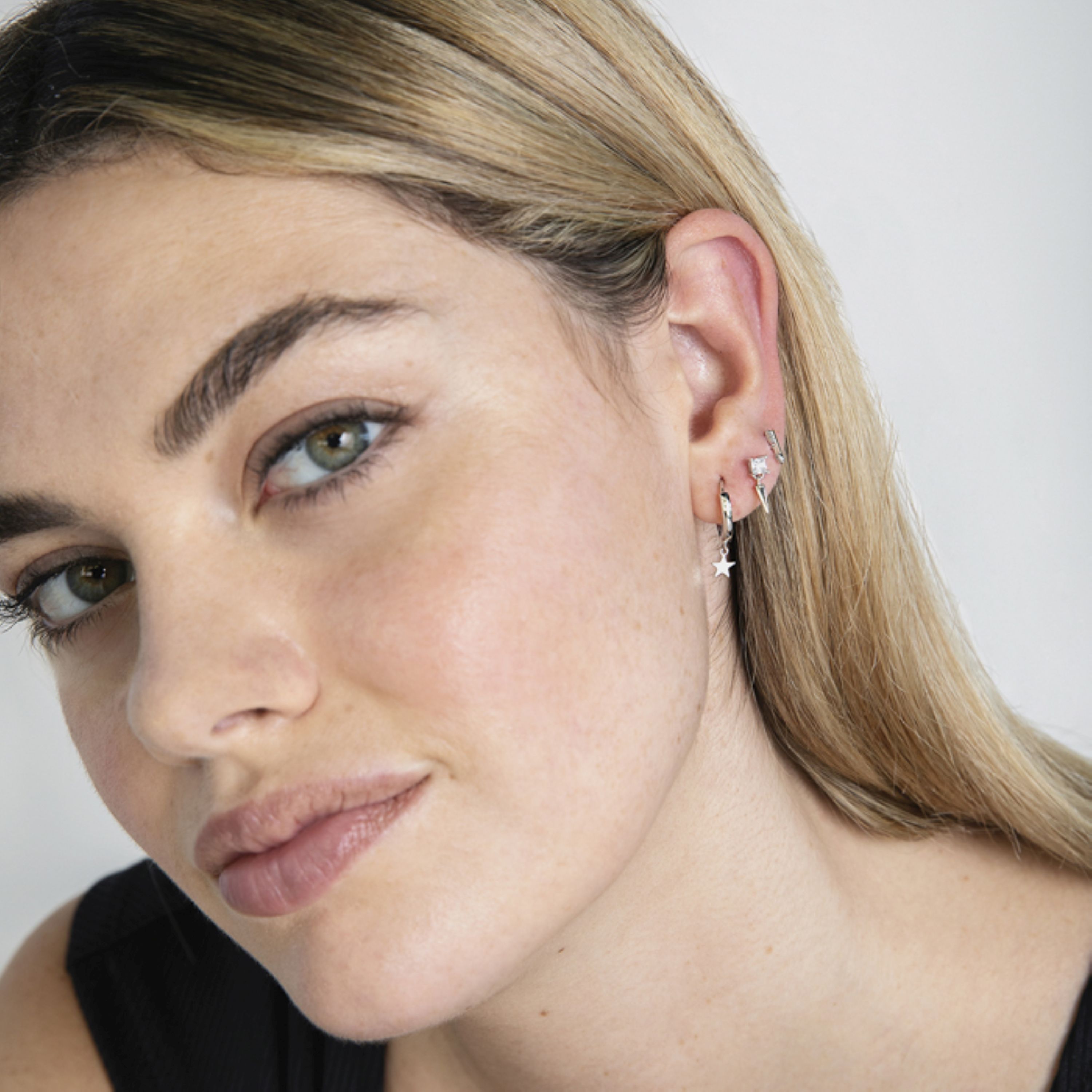 Piercing en argent sterling 925 avec zircone brillante finition rhodiée - Skelk