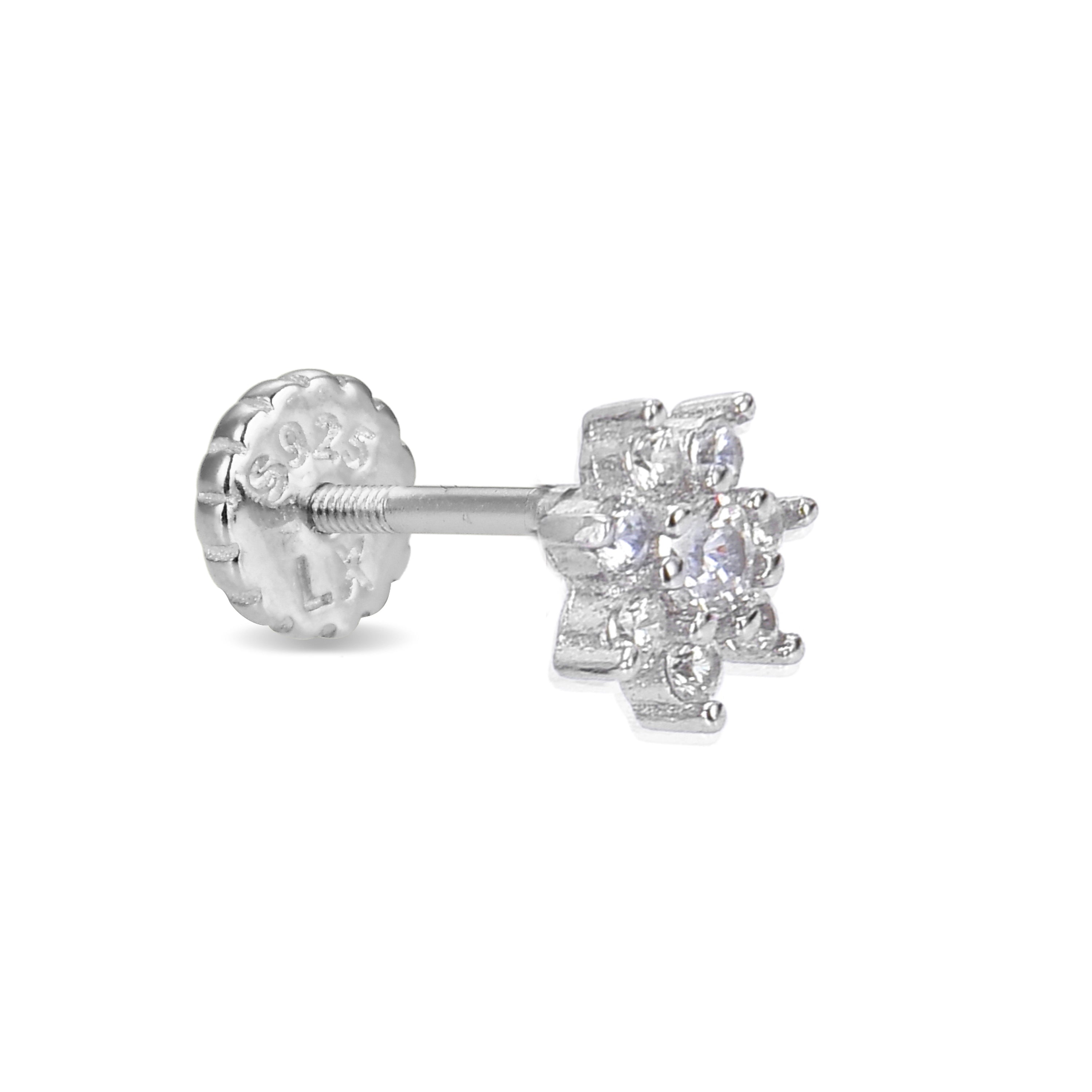 925 Sterling Silver Piercing with Brilliant Zirconia finished in Rhodium - Fanti