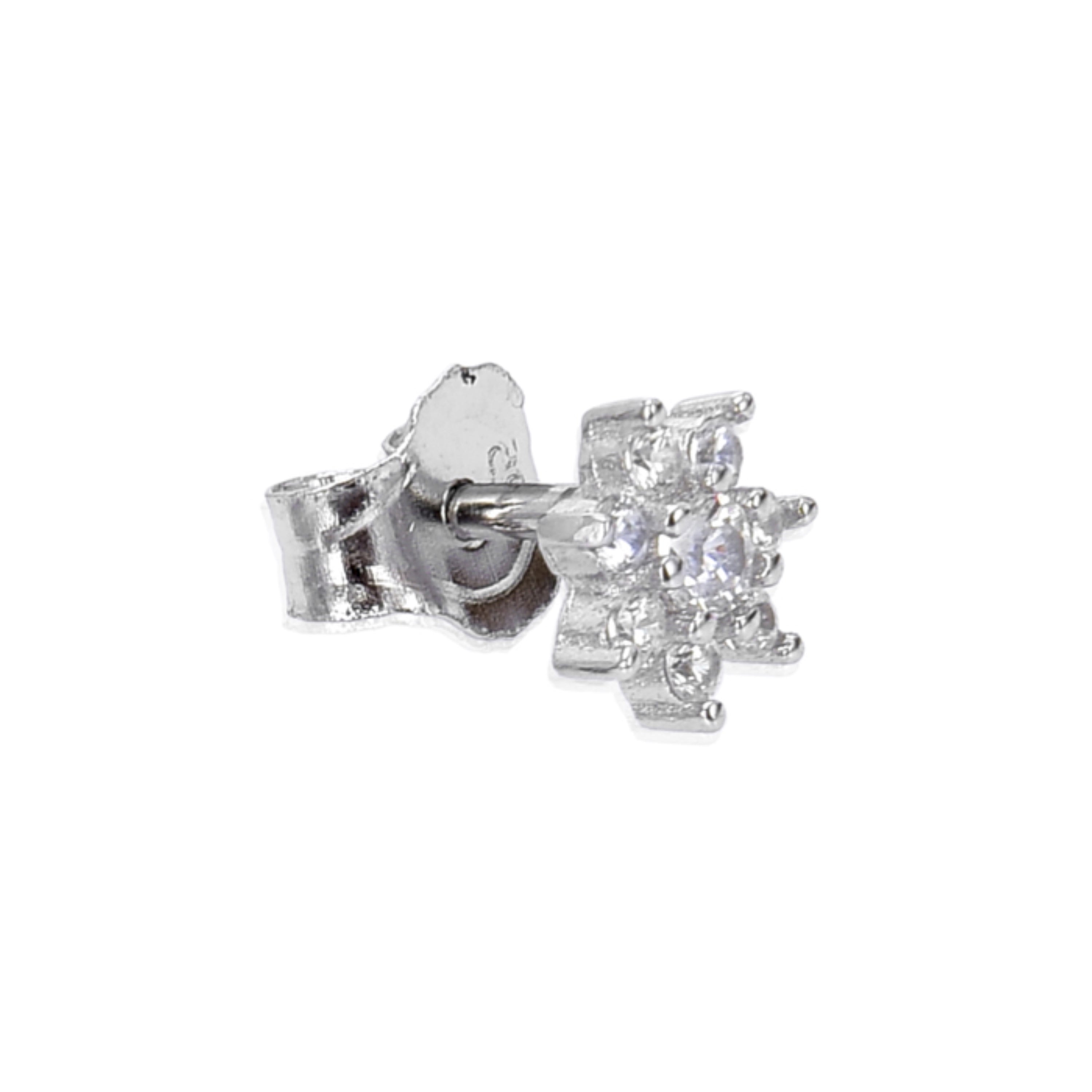 925 Sterling Silver Piercing with Brilliant Zirconia finished in Rhodium - Fanti