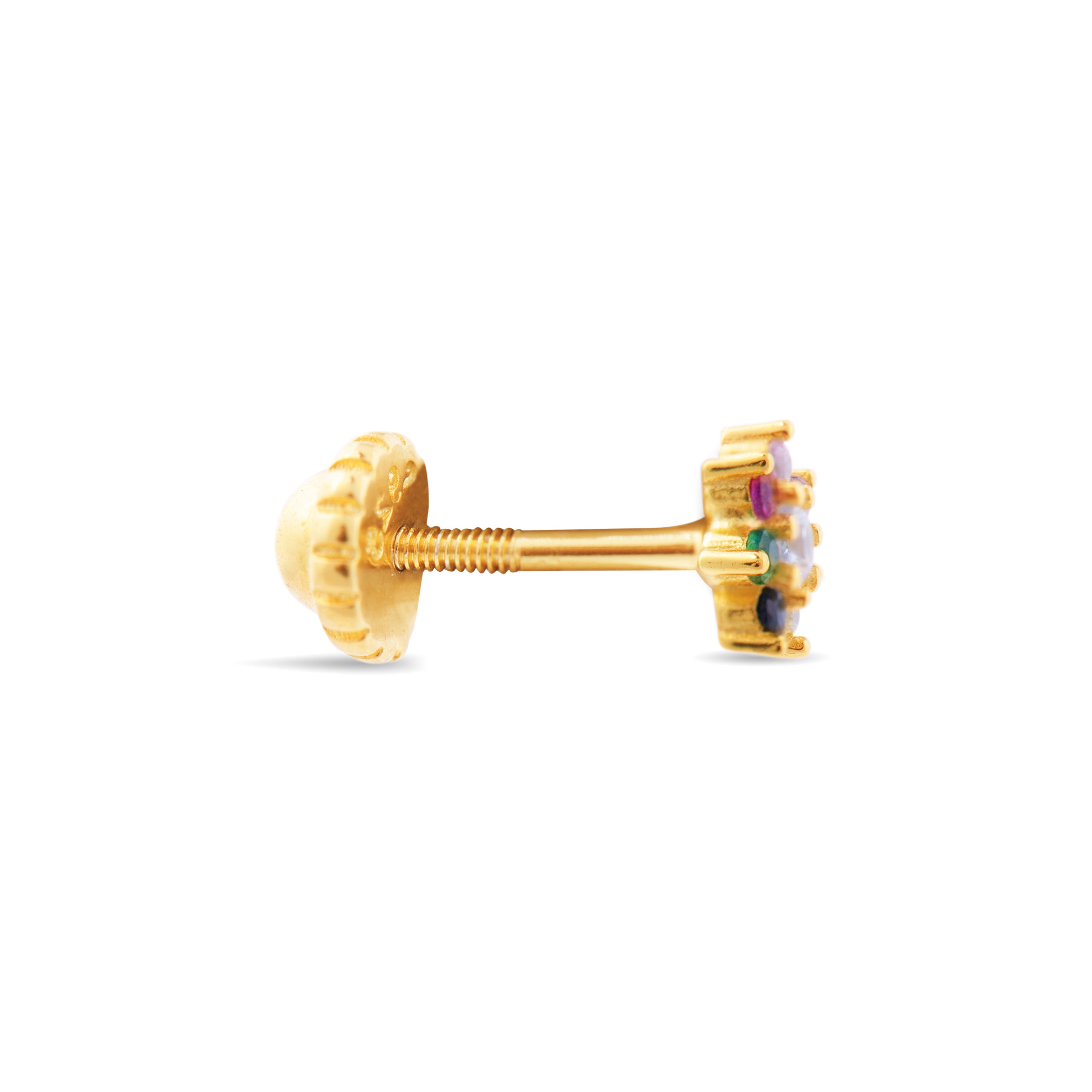 925 Sterling Silver Piercing with Multicolor Cubic Zirconia finished in 18K yellow gold - Fanti