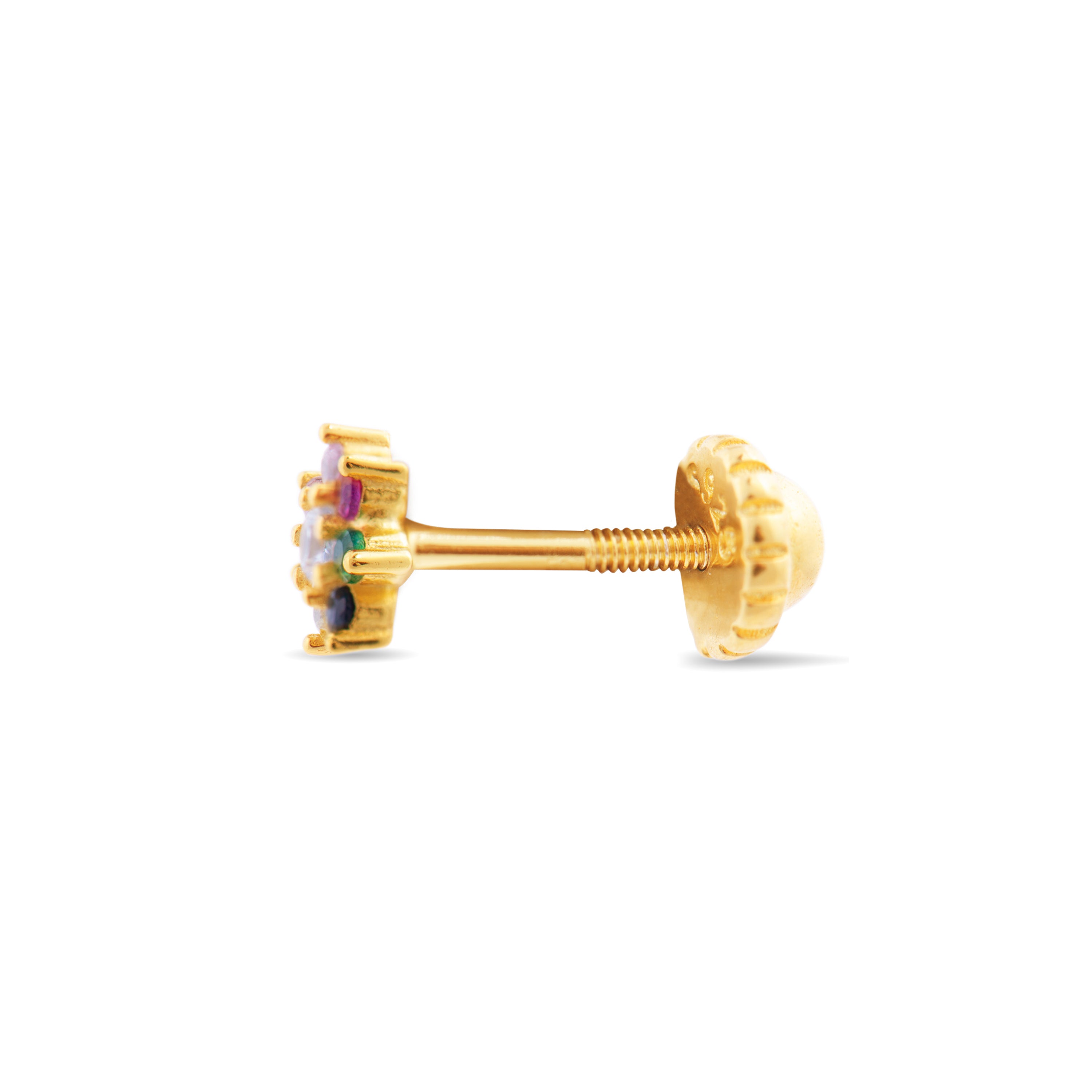 925 Sterling Silver Piercing with Multicolor Cubic Zirconia finished in 18K yellow gold - Fanti