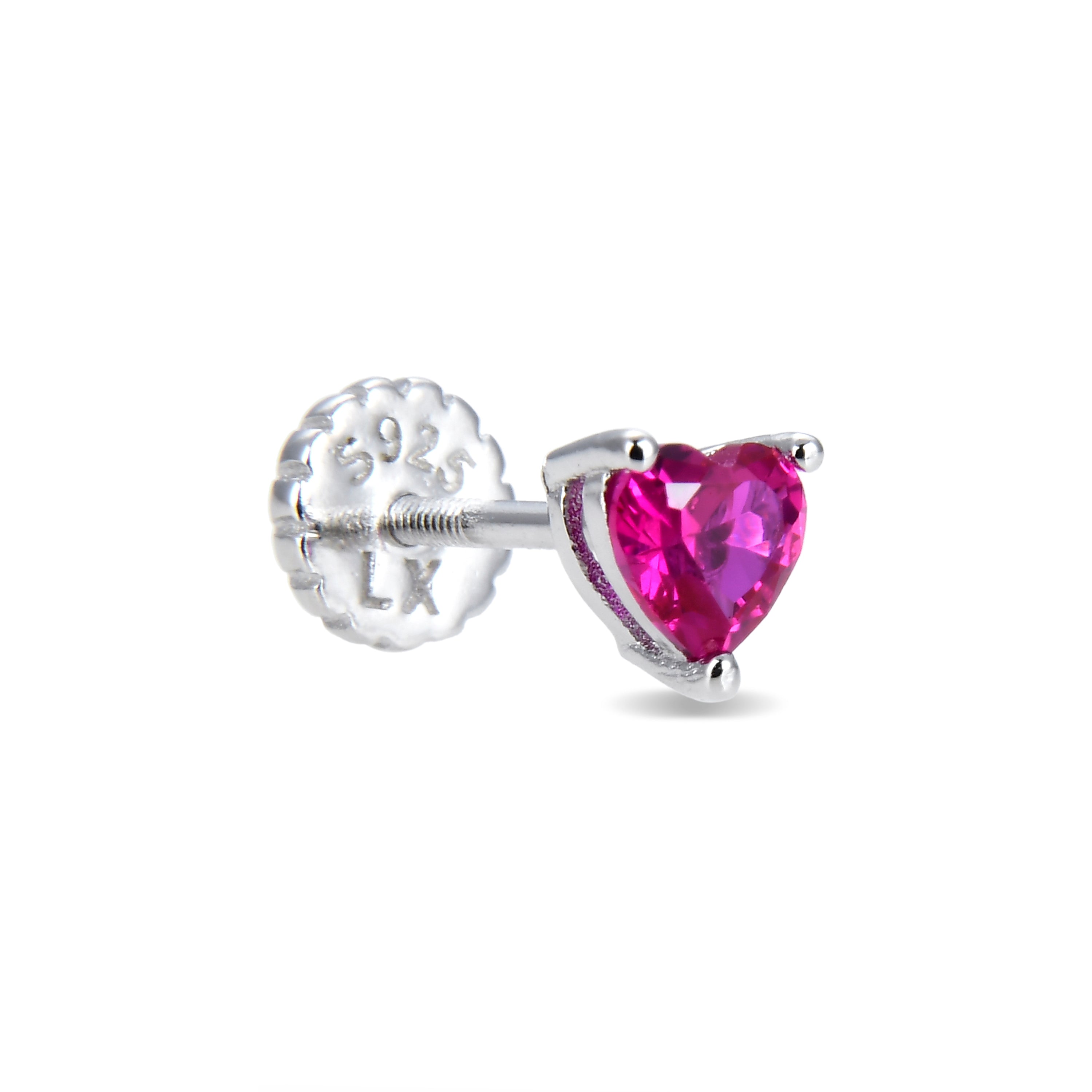 Piercing en argent sterling 925 avec zircon rubis finition rhodium - Starki