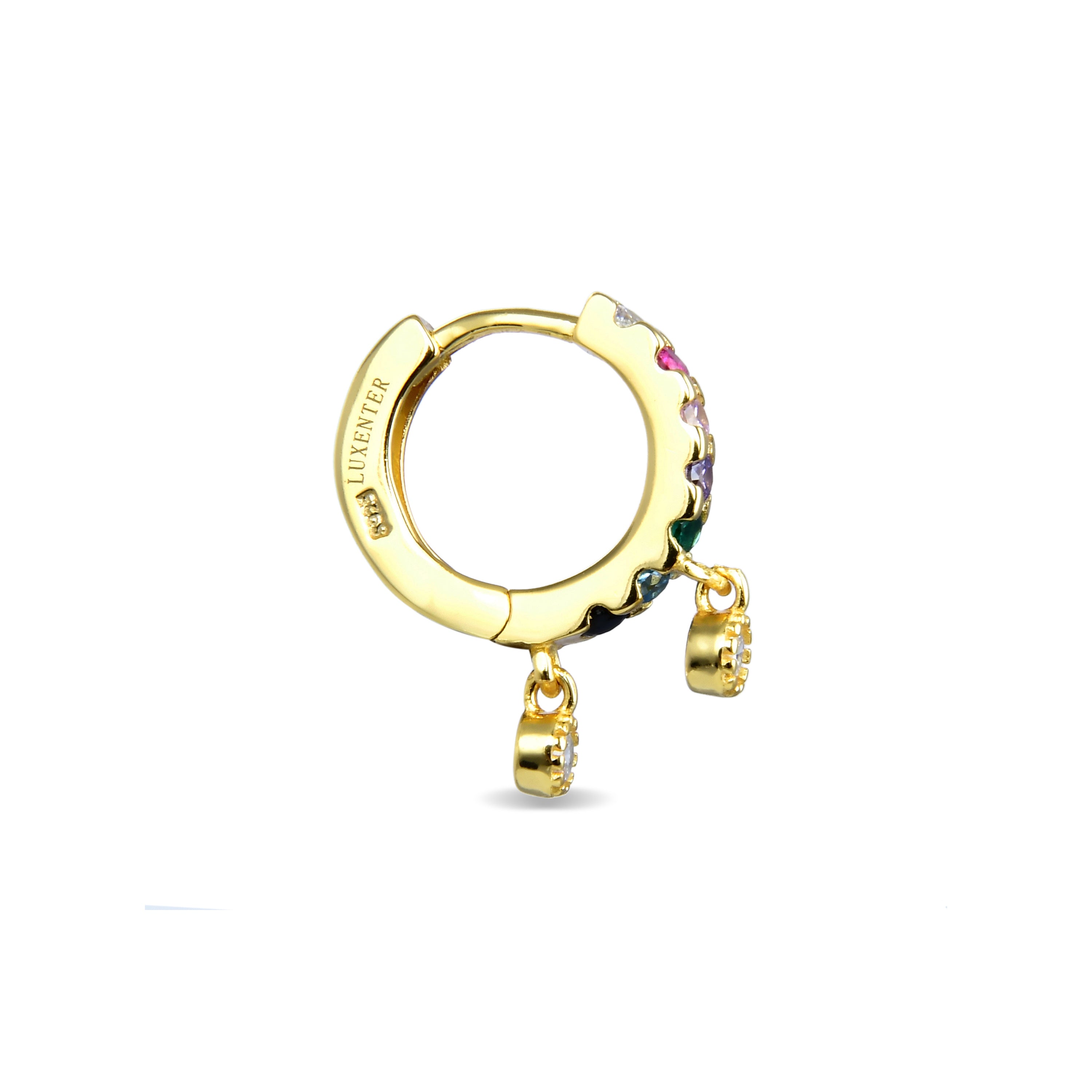 Piercing de Plata de Ley 925 con Circonita Multicolor acabado en oro amarillo de 18K - Eser