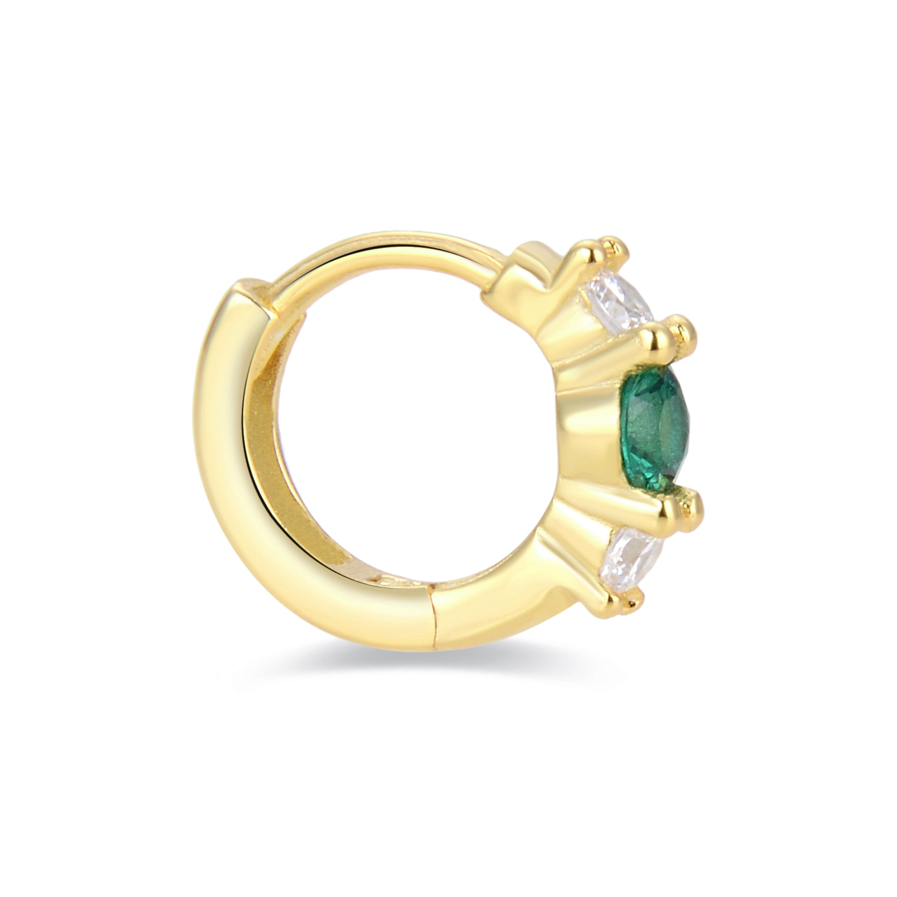 Piercing de Plata de Ley 925 con Circonita Esmeralda acabado en oro amarillo 18K - Silgren