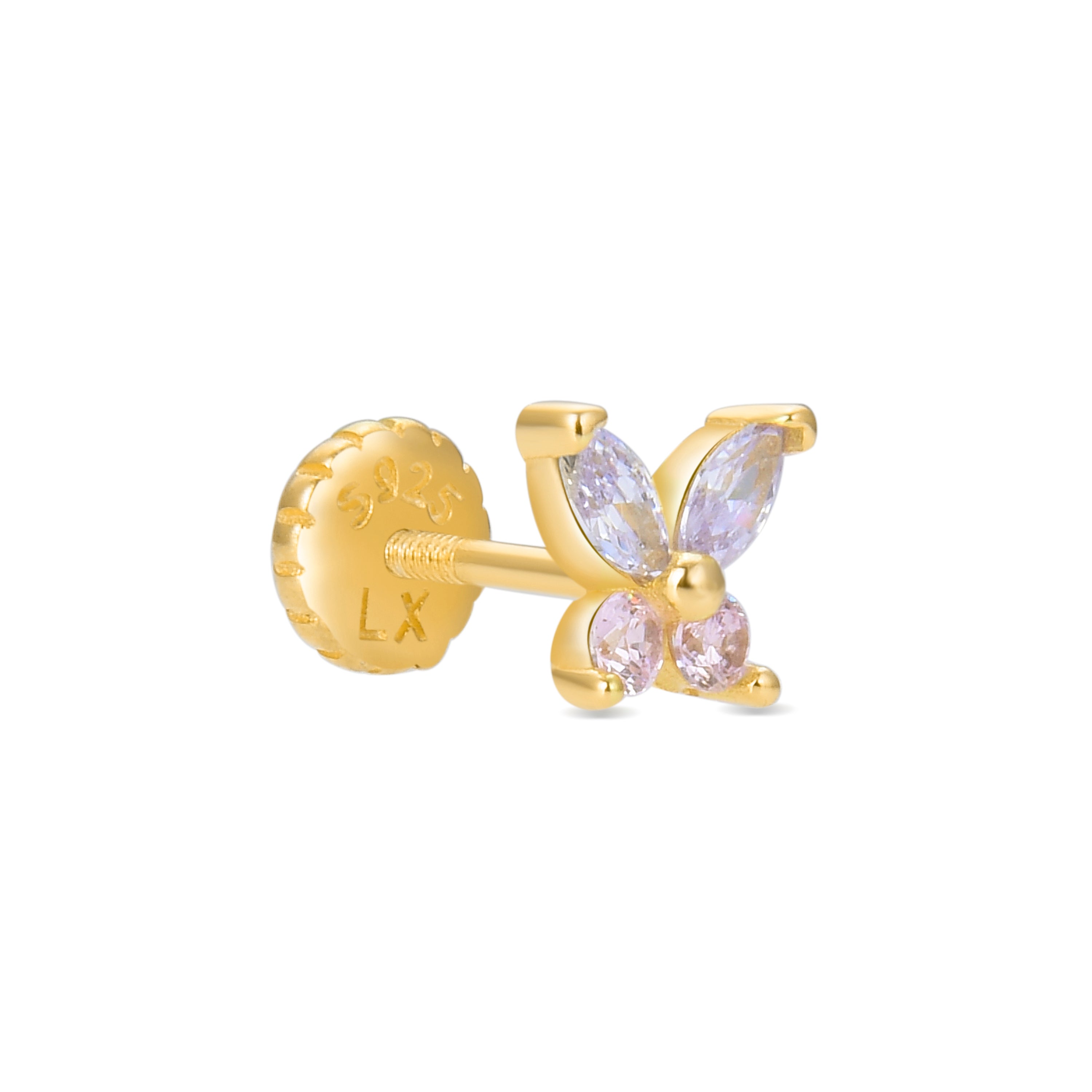 925 Sterling Silver Piercing with Multicolor Cubic Zirconia finished in 18K yellow gold - Sysya