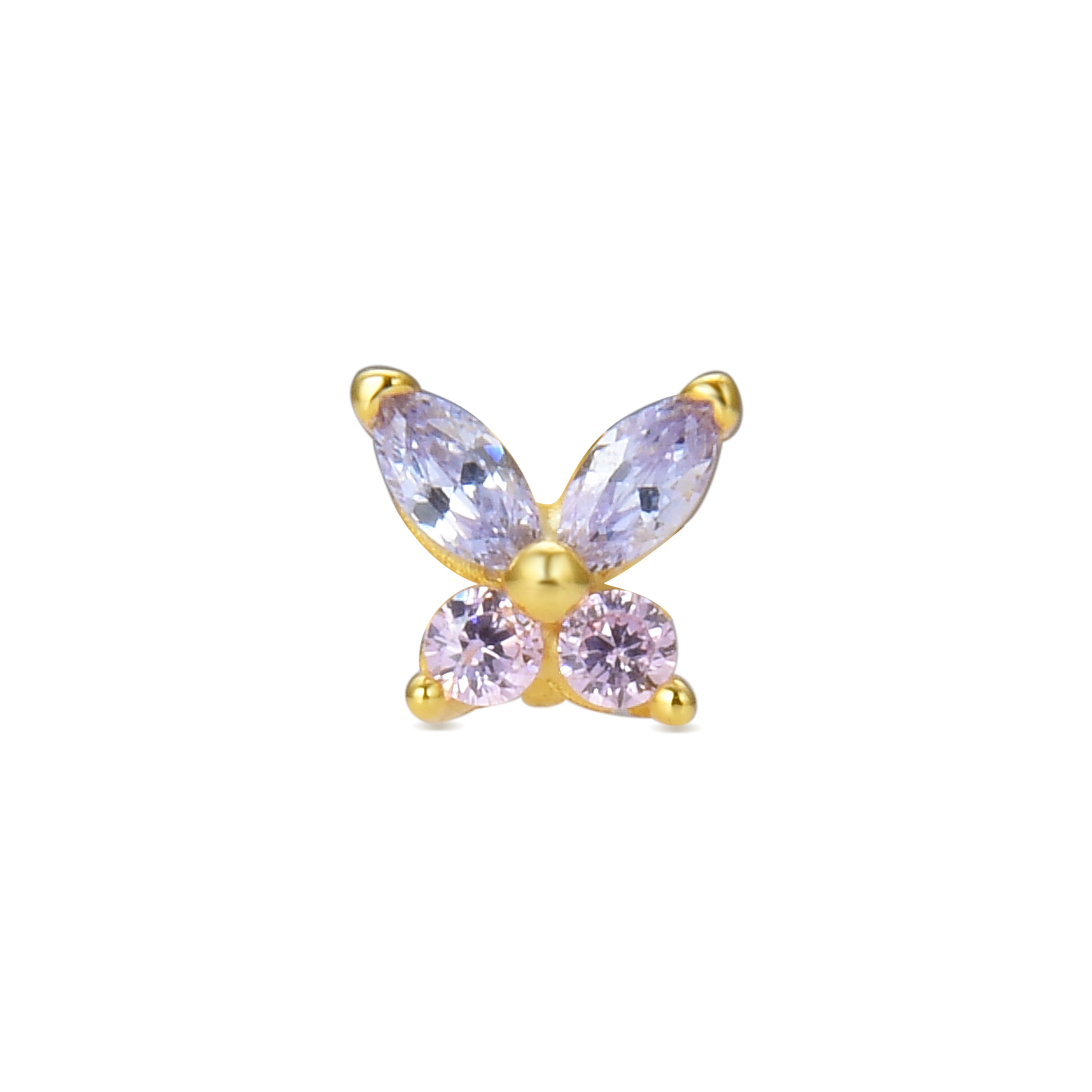 Sterling Silber 925 Piercing mit mehrfarbigen Zirkonia, vergoldet mit 18K Gelbgold - Sysya