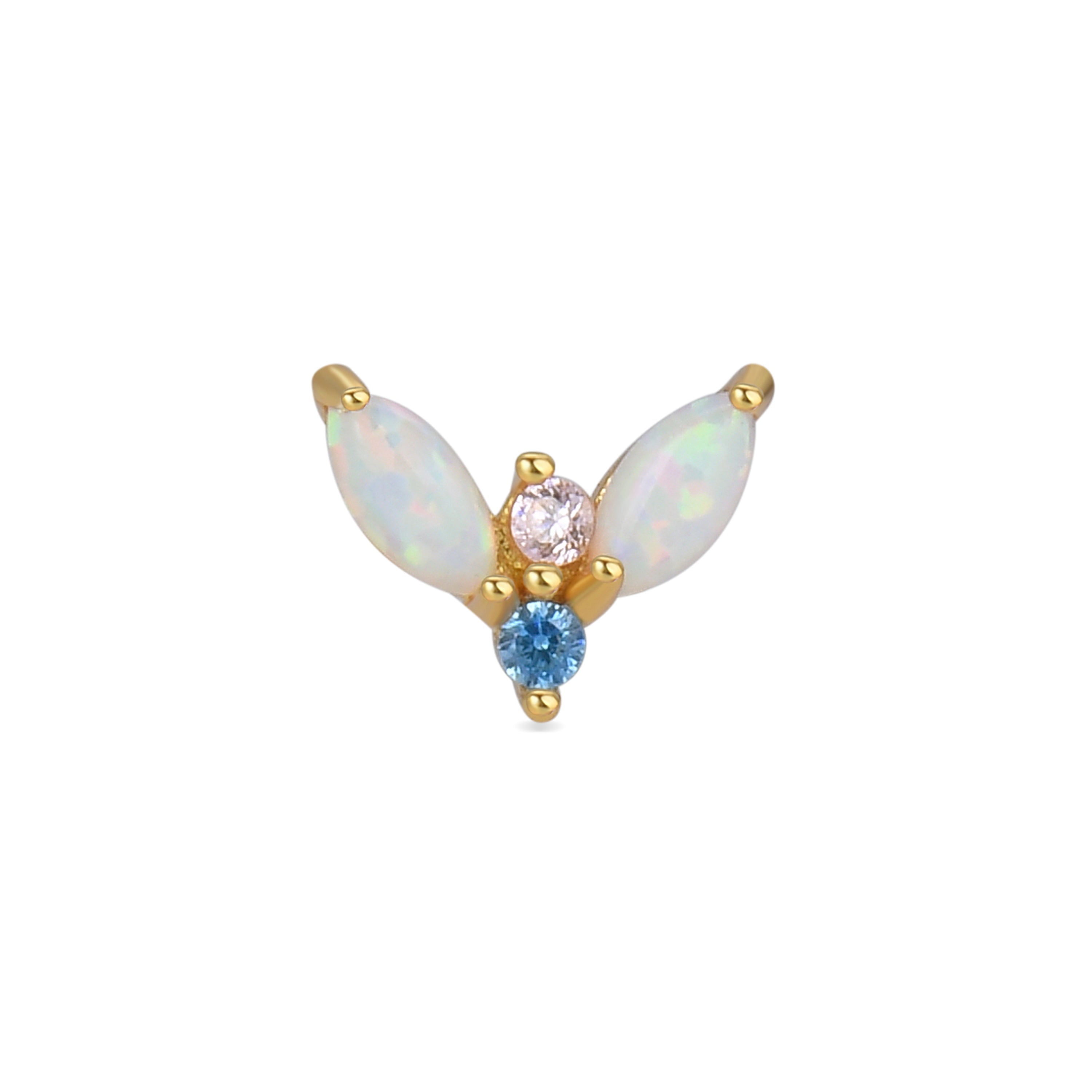 925 Sterling Silver Piercing with Multicolor Cubic Zirconia finished in 18K yellow gold - Ly