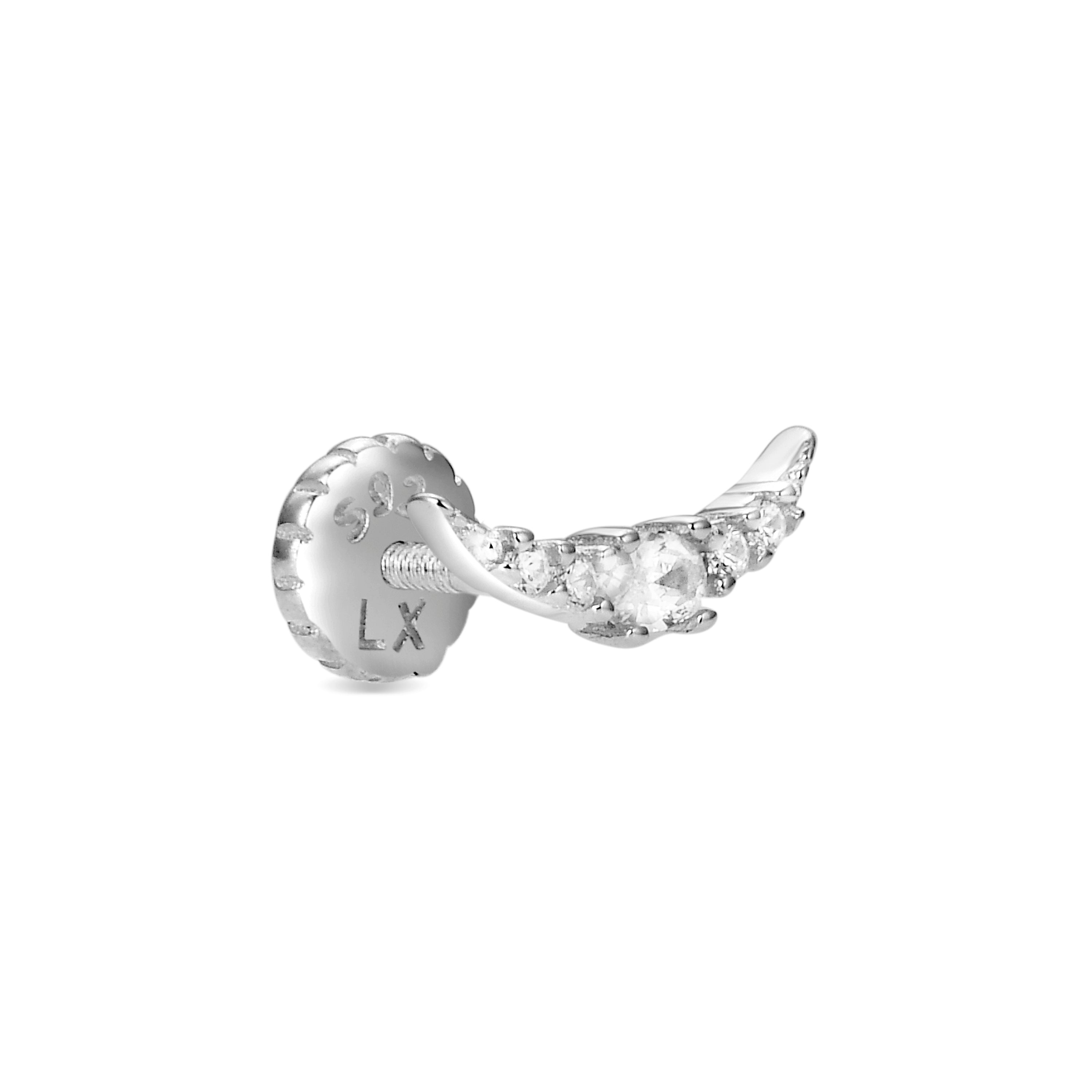 Piercing aus 925er Sterlingsilber mit funkelndem Zirkonia, rhodiniert - Bashi