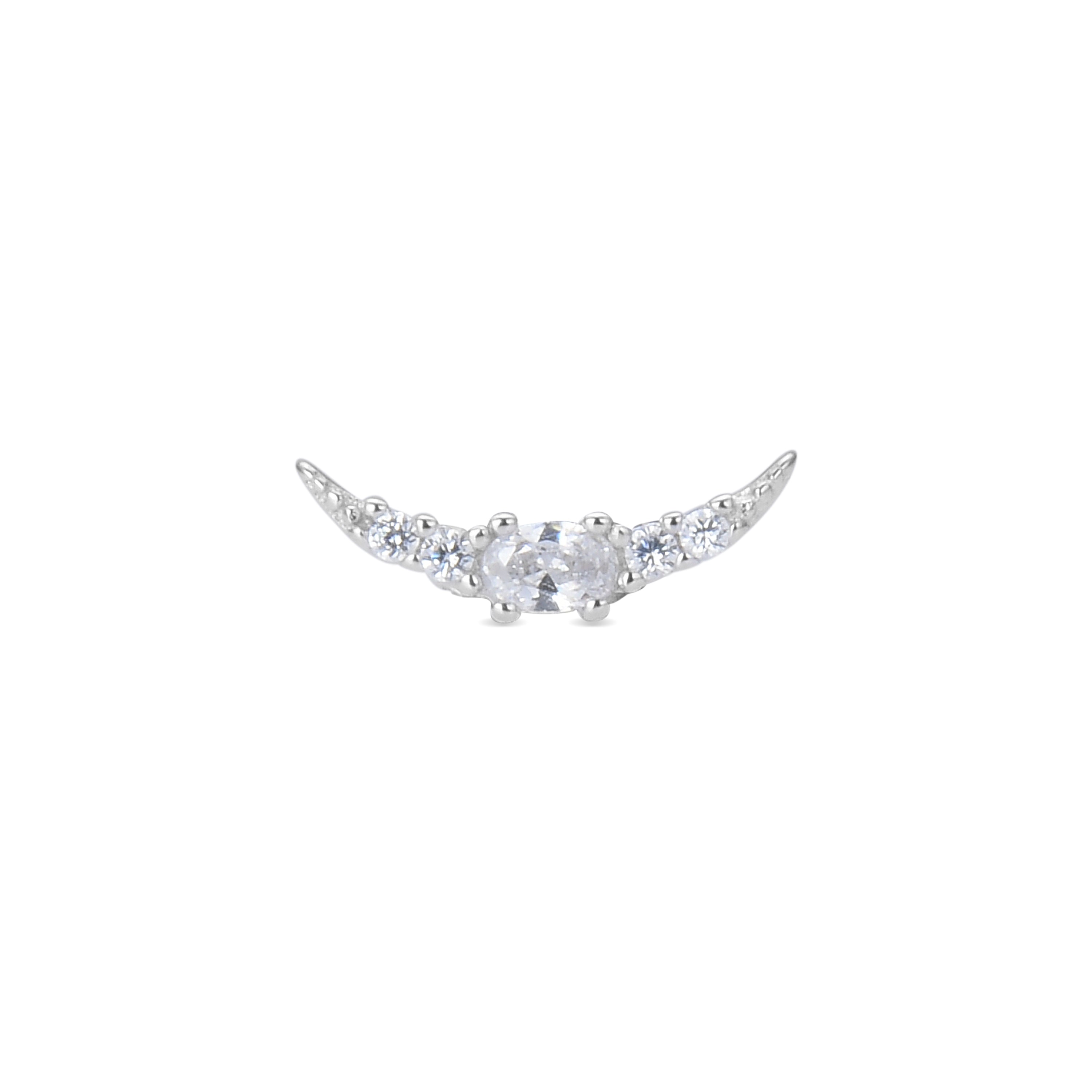 Piercing aus 925er Sterlingsilber mit funkelndem Zirkonia, rhodiniert - Bashi