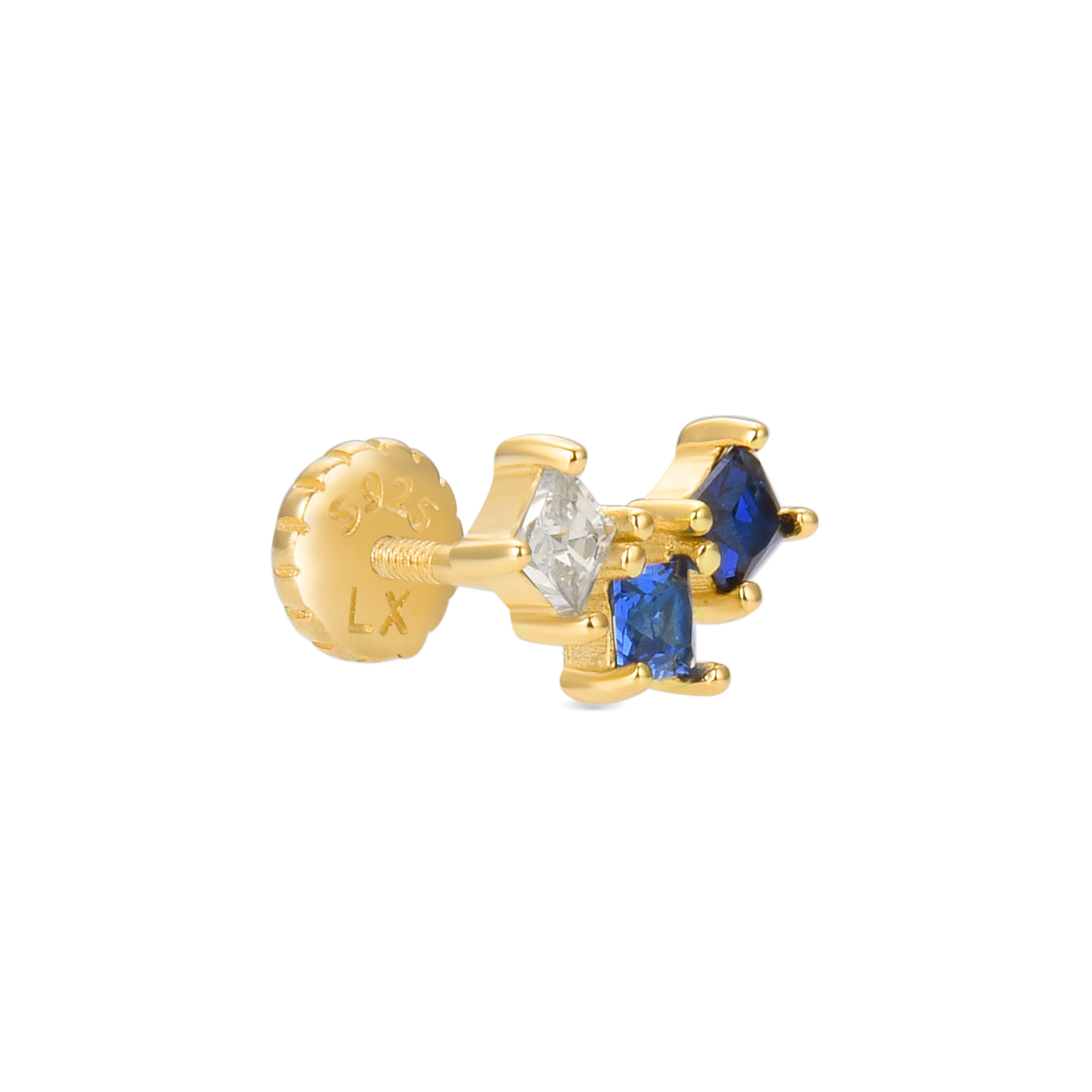 Piercing en argent sterling 925 avec zircon multicolore finition en or jaune 18K - Corci