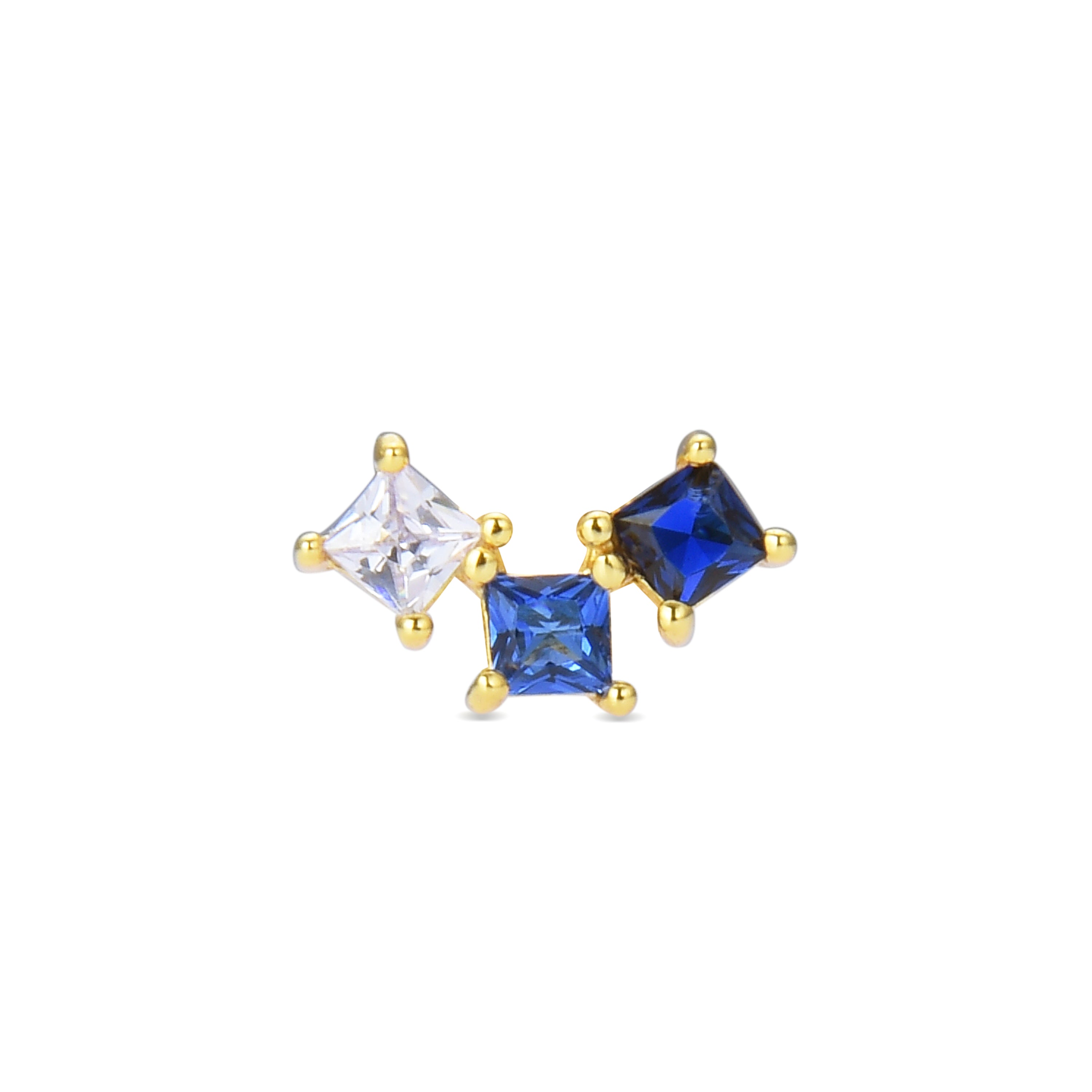 Piercing aus 925er Sterlingsilber mit mehrfarbigen Zirkonia, vergoldet mit 18K Gelbgold - Corci