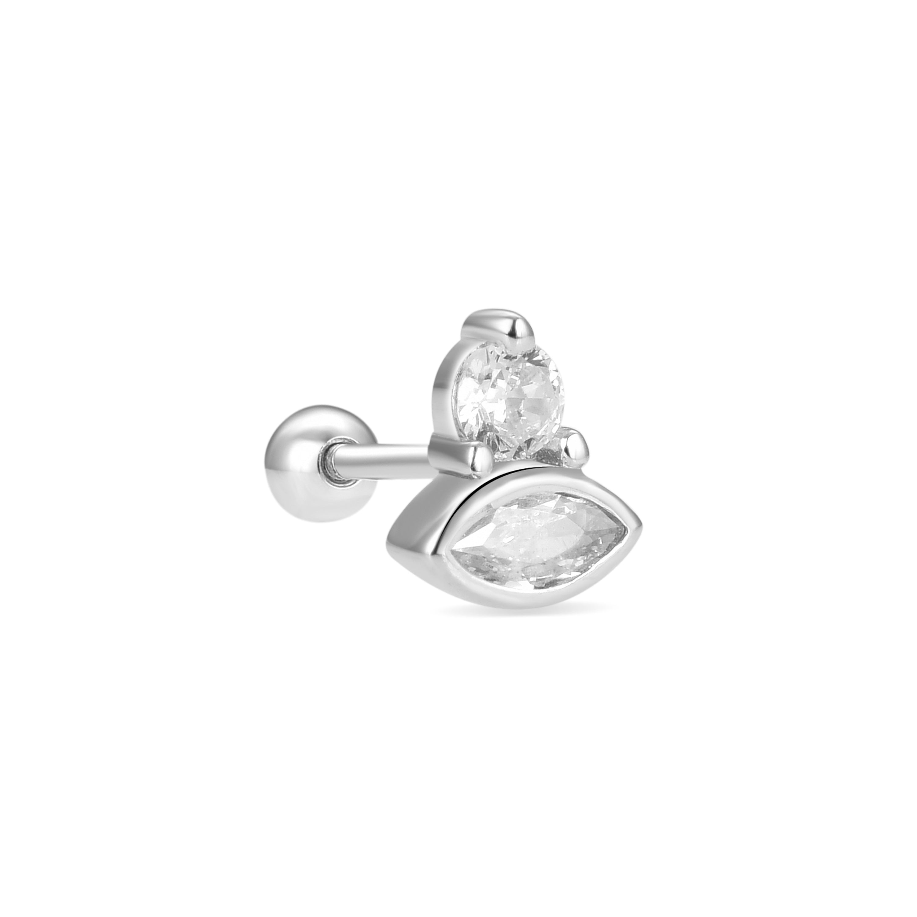 Piercing de Plata de Ley 925 con Circonita Brillante acabado en rodio - Zunsyt